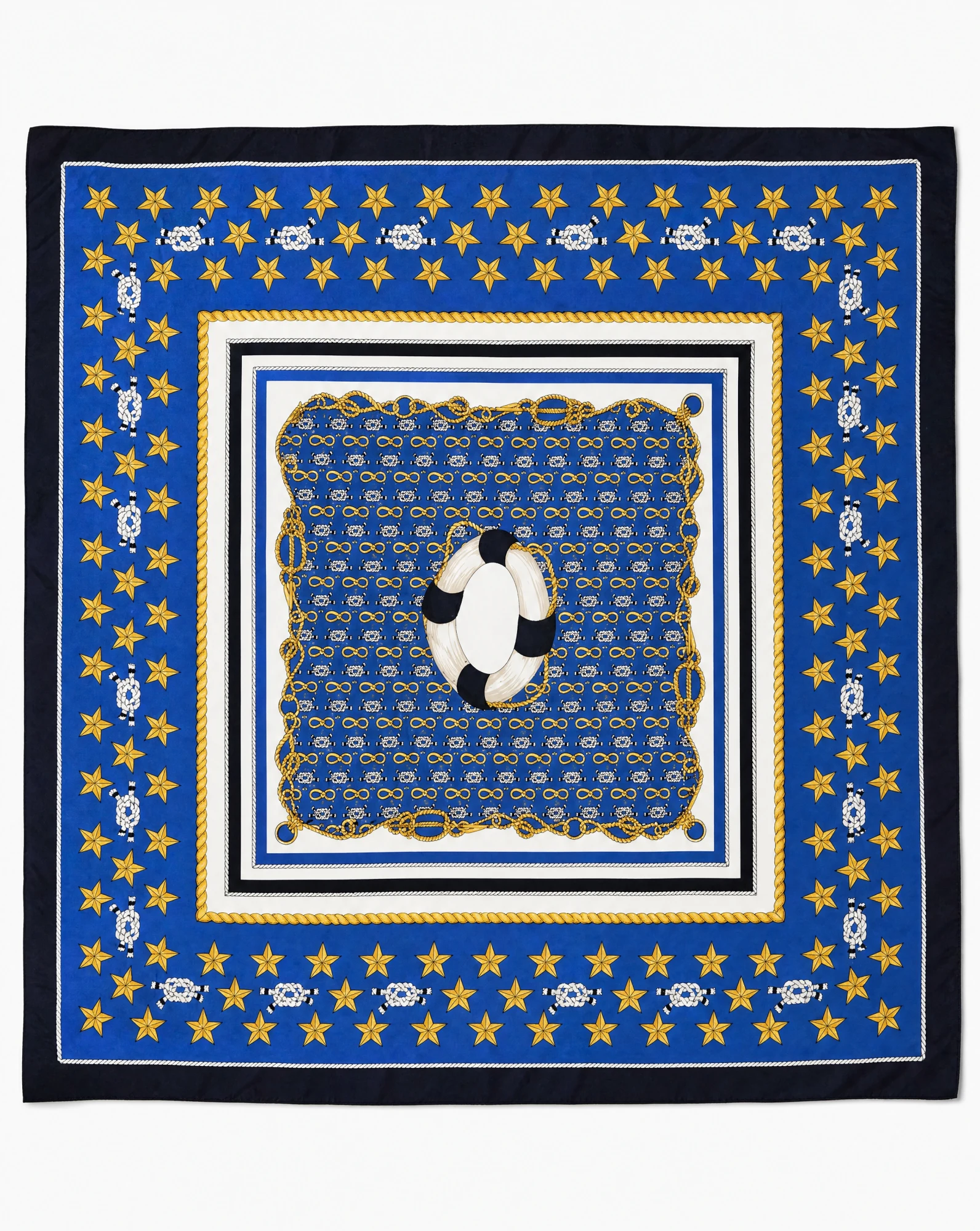 Royal Blue Maritime Star Silk Scarf — VAUDRE