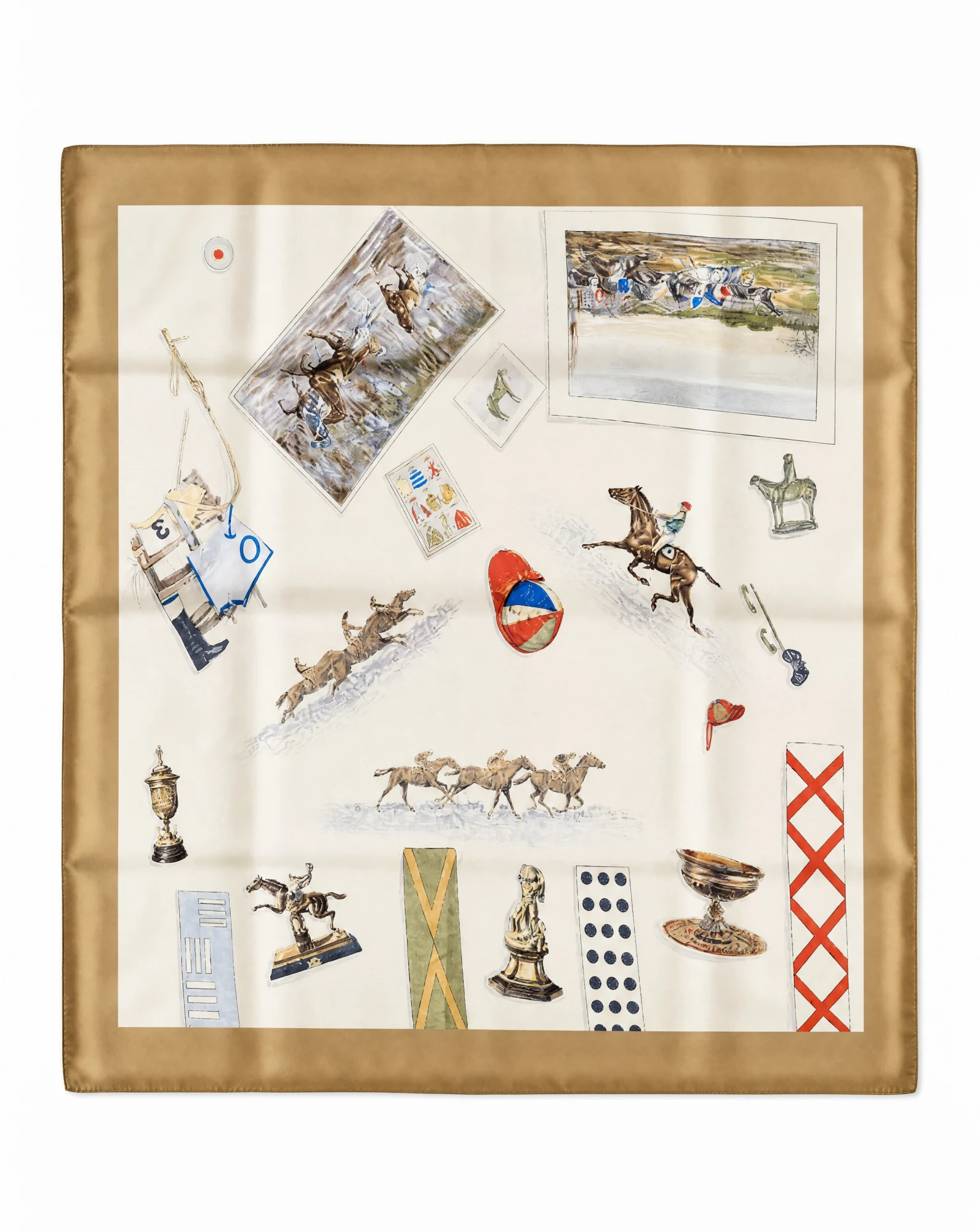 Camel Equestrian Racing Silk Scarf — VAUDRE