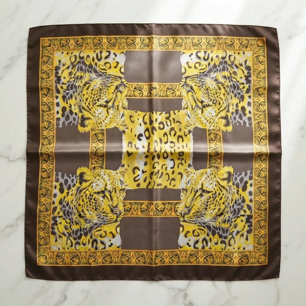 Savage Gold Leopard Silk Scarf — VAUDRE