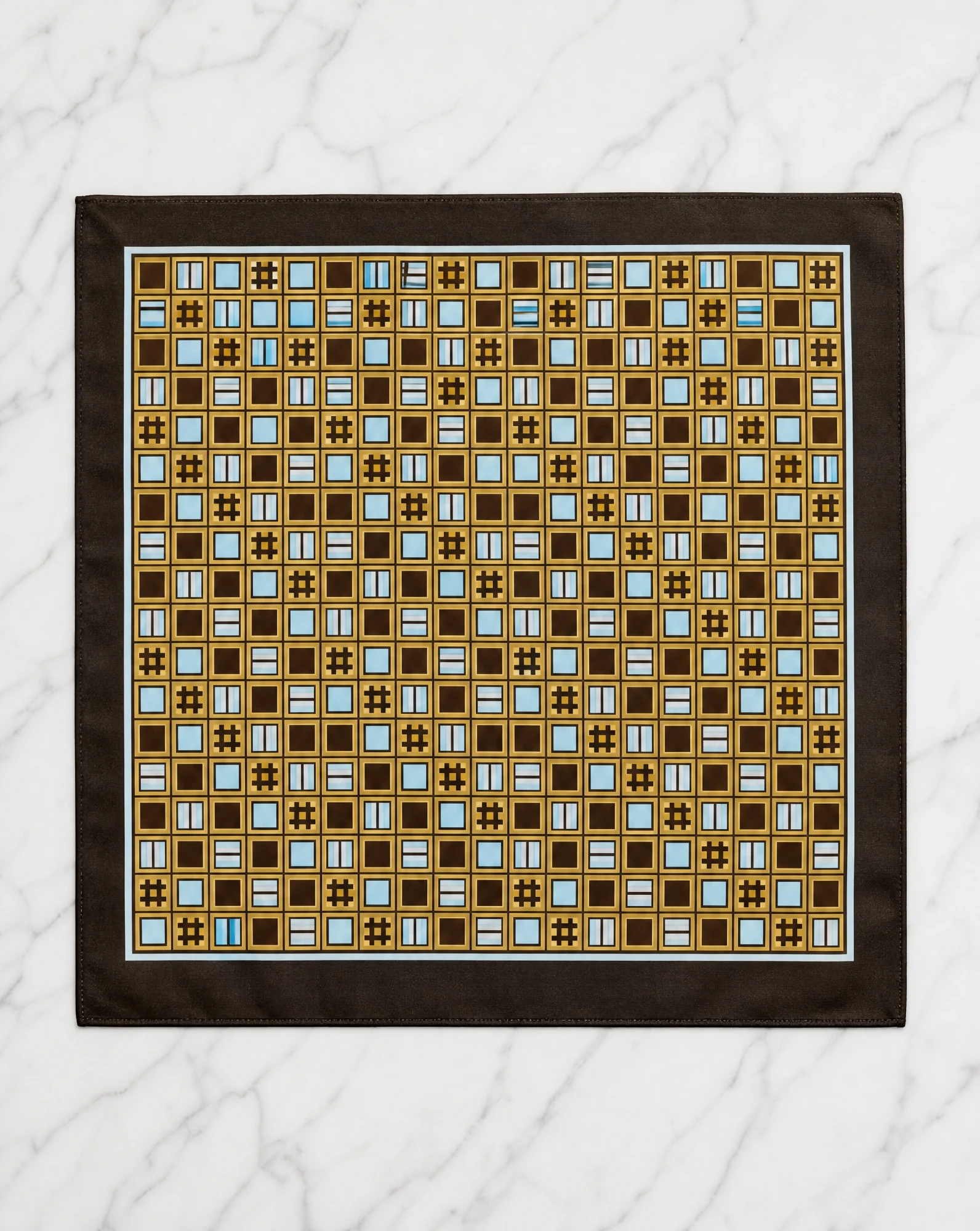 Windowpane Gold Check Silk Pocket Square — VAUDRE