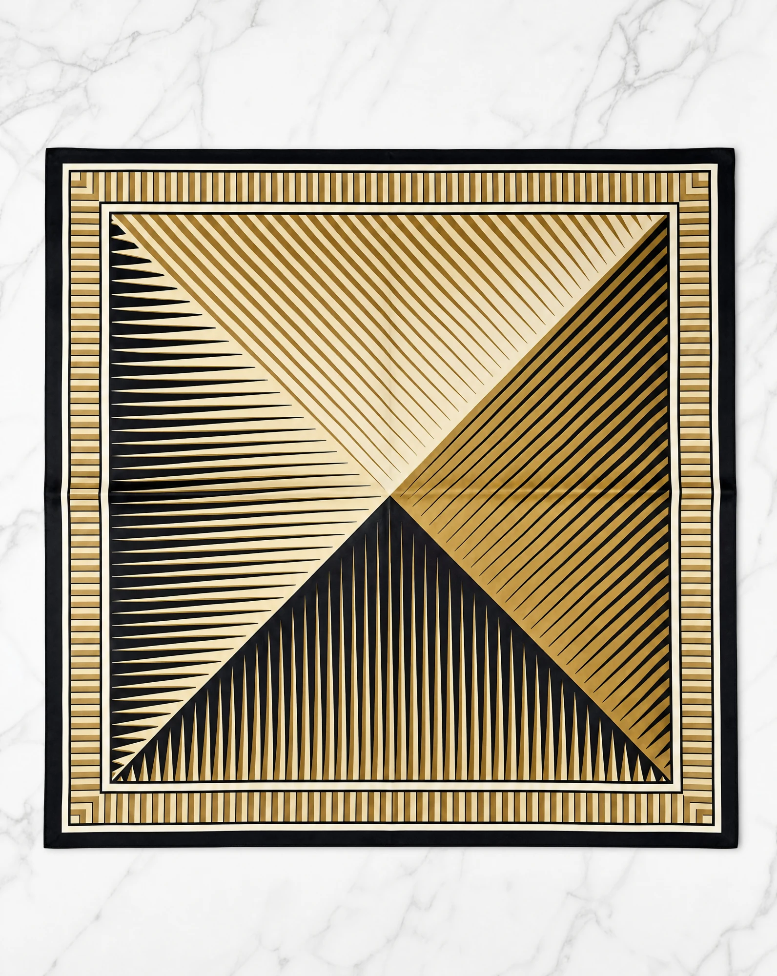 Deco Sunburst Geometric Silk Scarf — VAUDRE