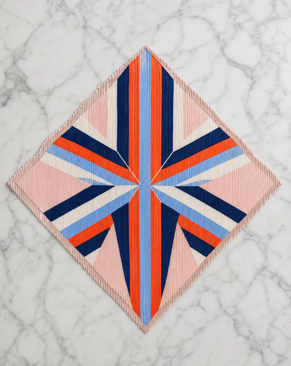 Azure Starburst Pleated Silk Scarf — Blush Navy Orange Blue — accessories — VAUDRE numbered luxury