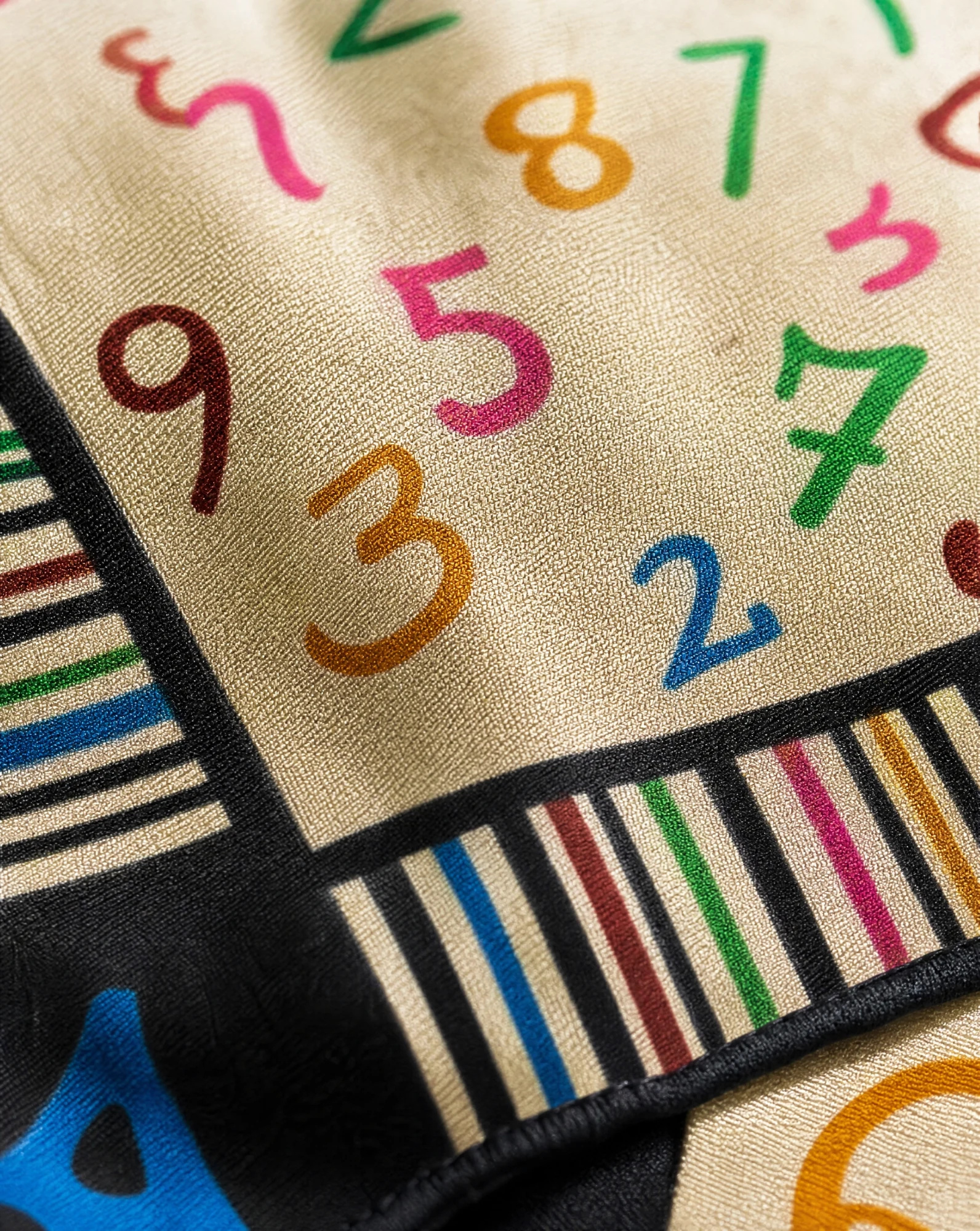 Multi Numbered Silk Scarf — Cream Multicolor Black — accessories — VAUDRE numbered luxury — view 5