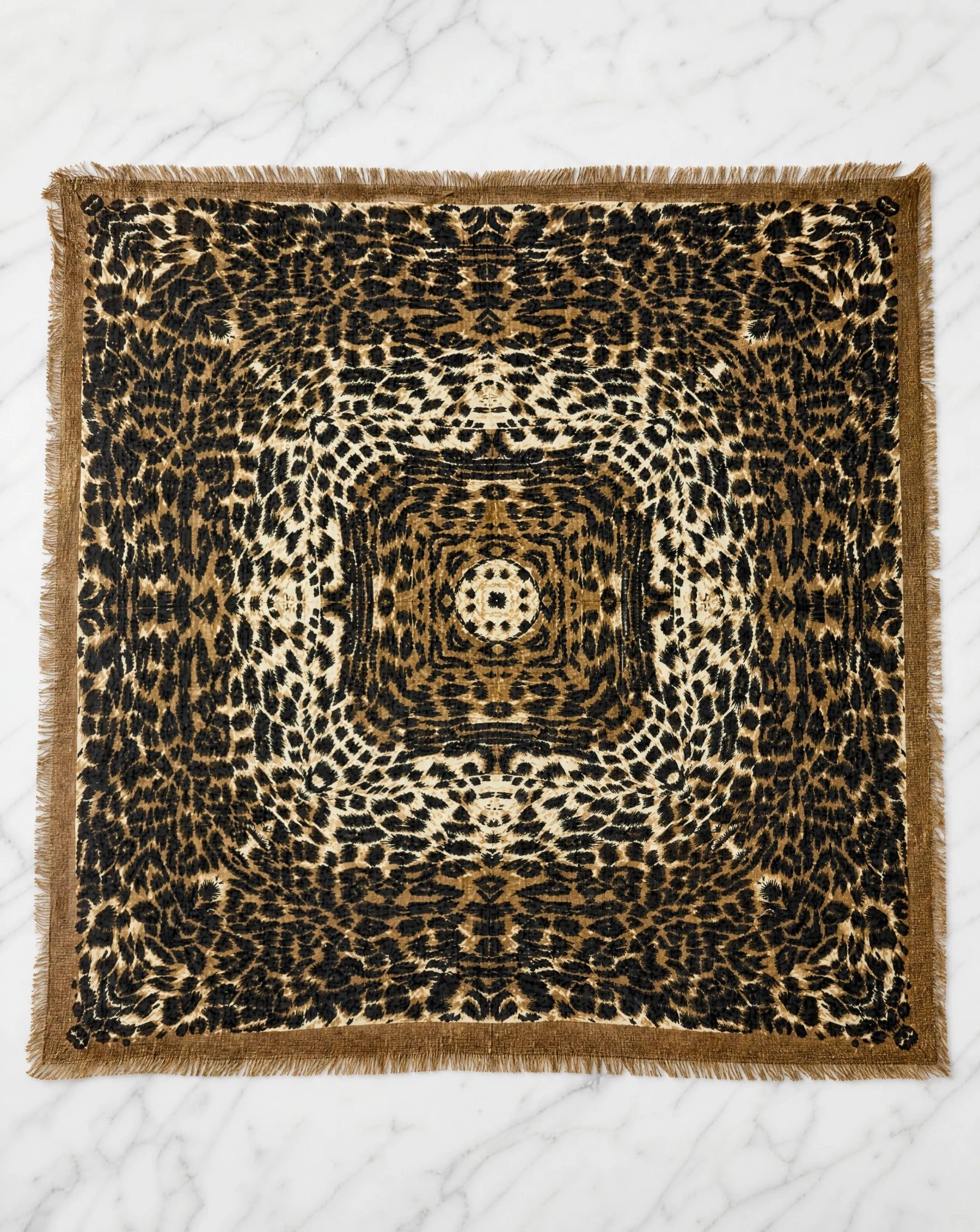 Wild Kaleidoscope Leopard Fringed Scarf — VAUDRE