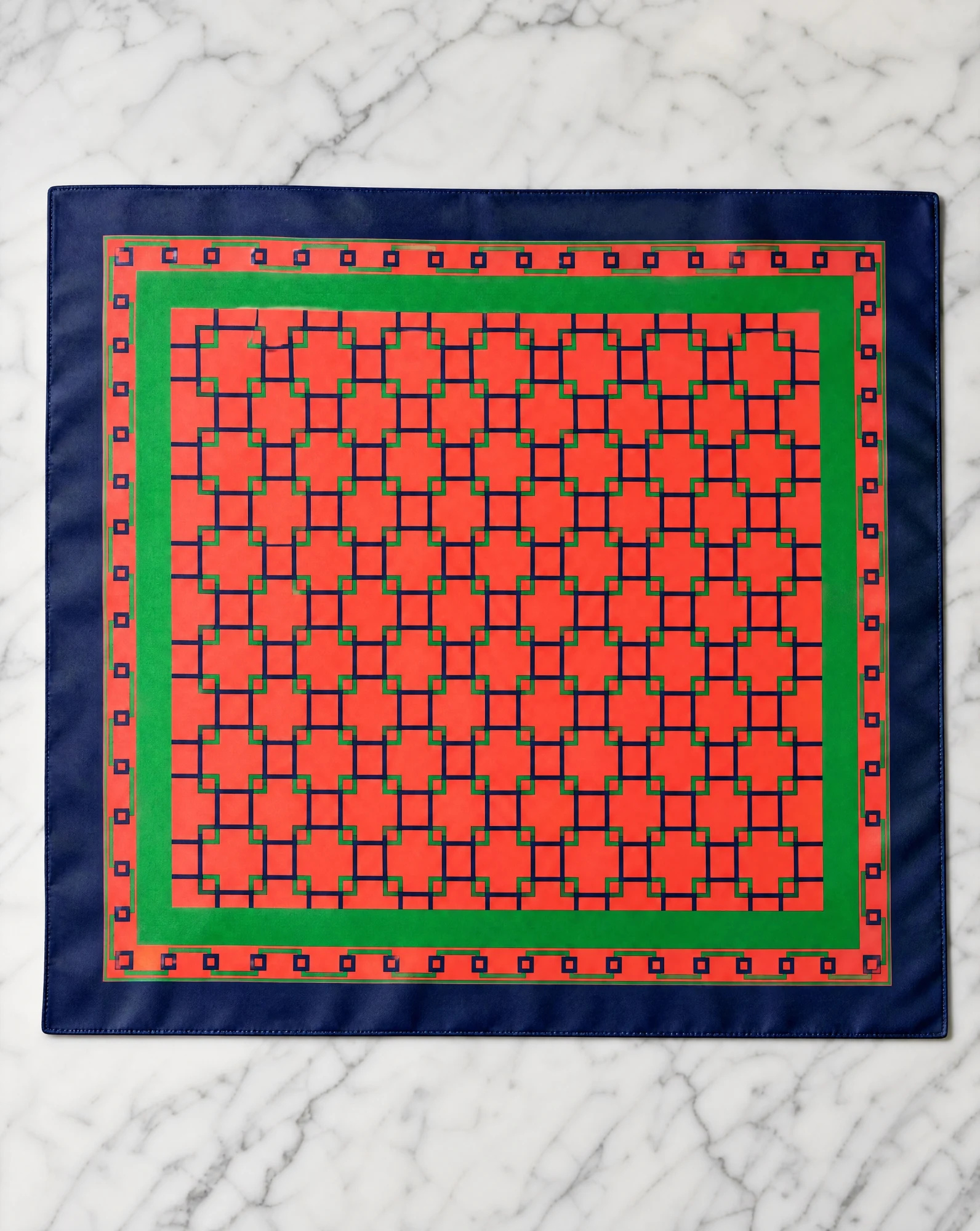 Geometric Lattice Retro Silk Scarf — accessories — VAUDRE numbered luxury