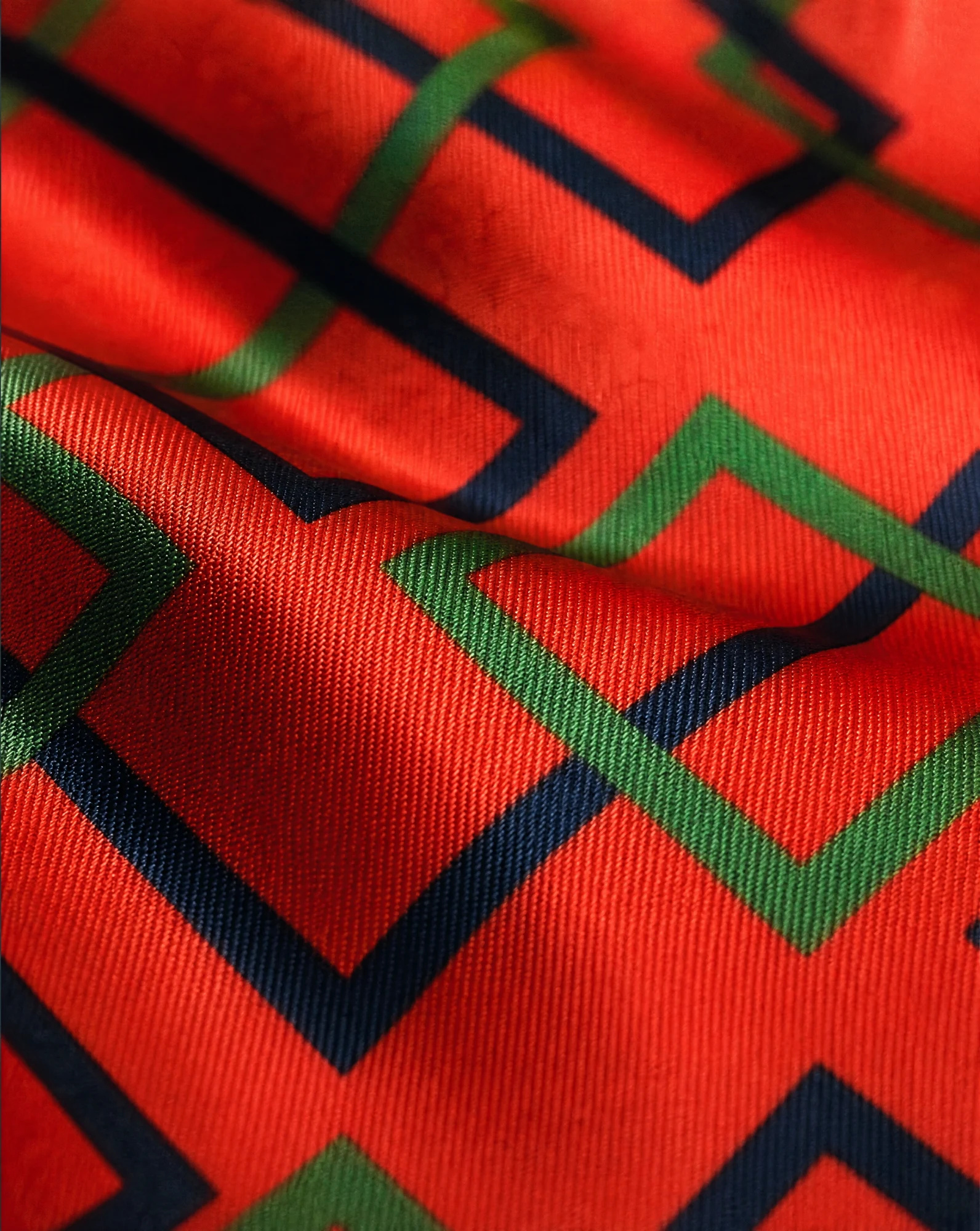 Geometric Lattice Retro Silk Scarf — accessories — VAUDRE numbered luxury — view 5