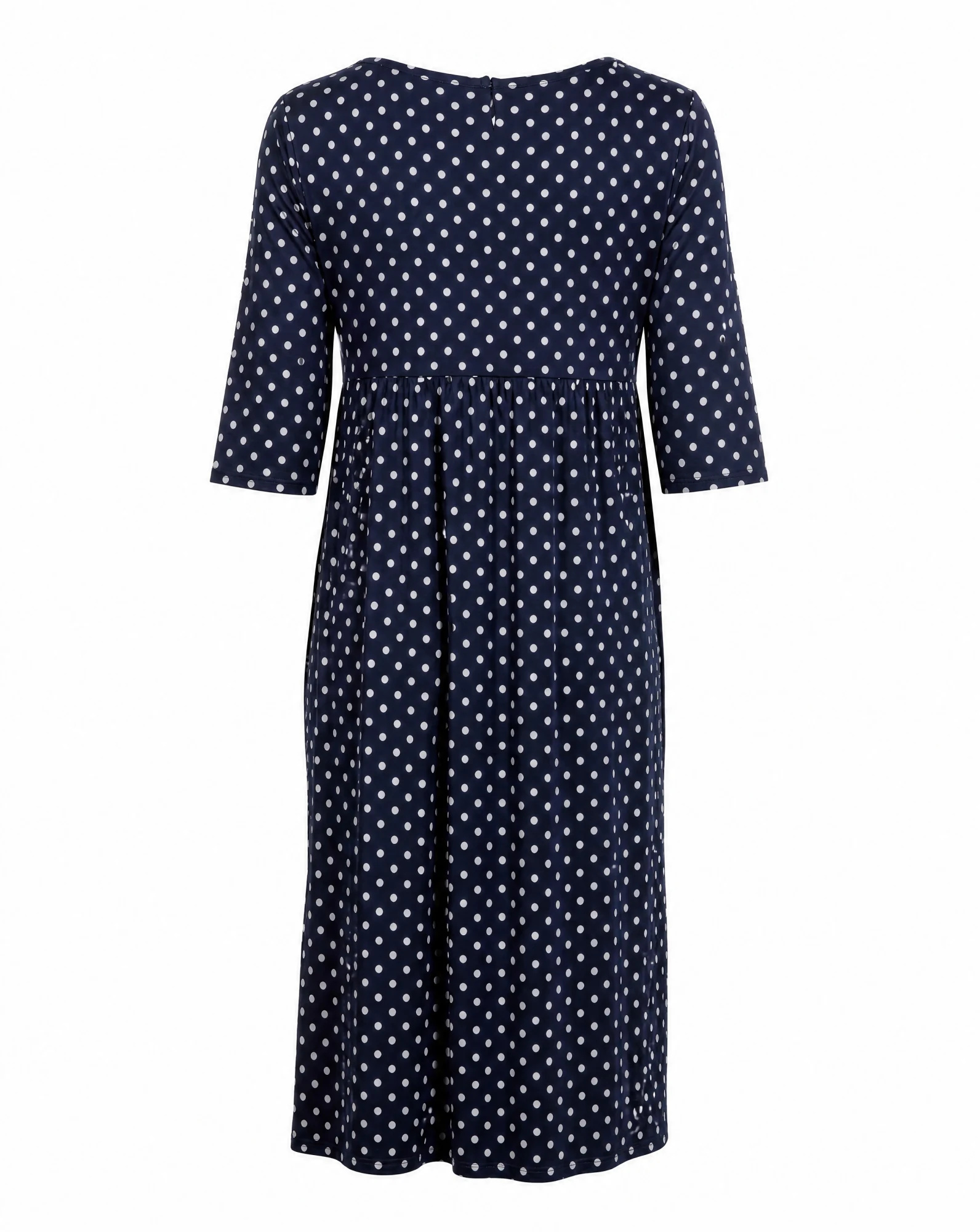 Navy Polka-Dot Surplice Midi Dress — Navy Ivory — resort wear — VAUDRE numbered luxury — view 3