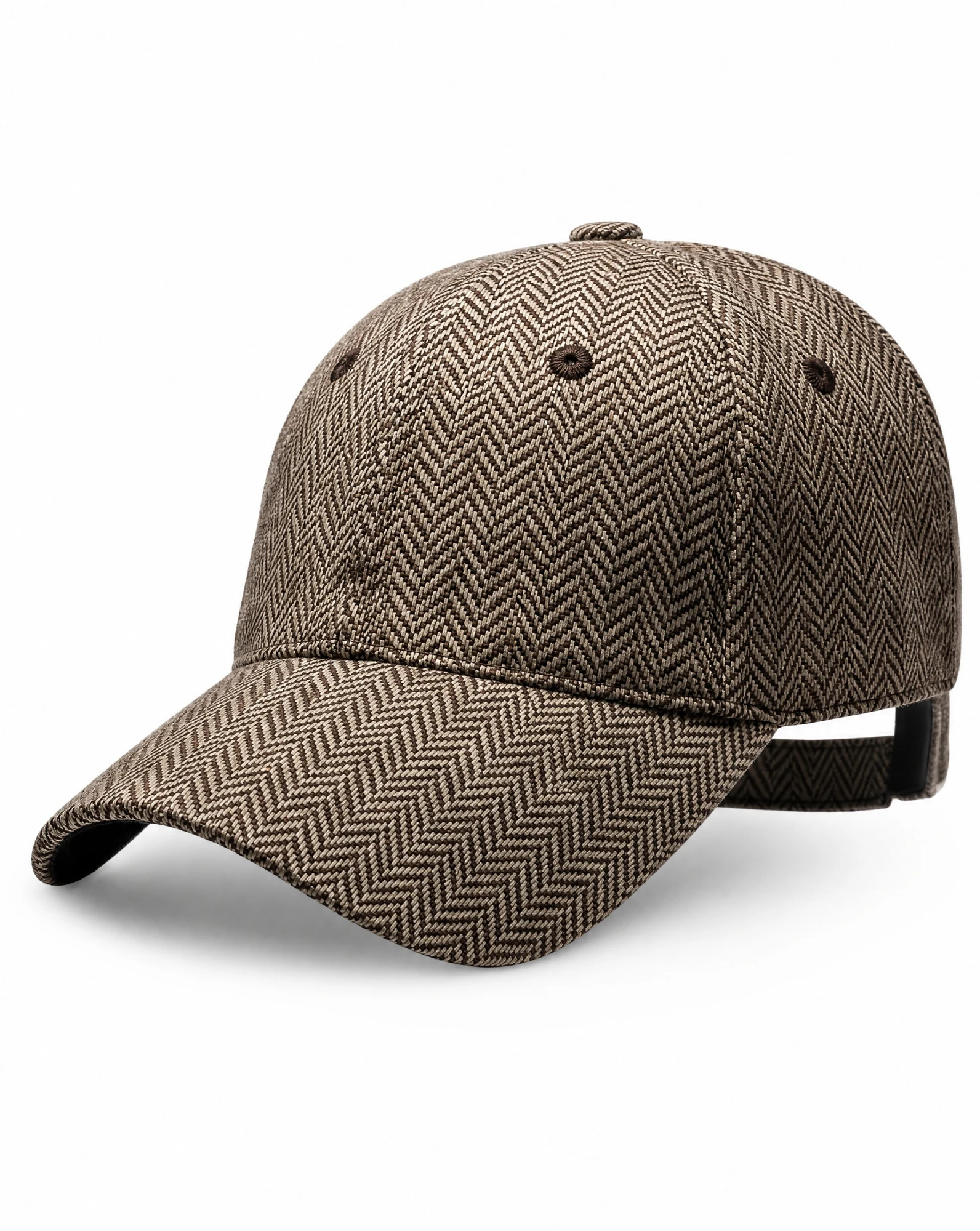 Espresso Herringbone Tweed Cap — VAUDRE