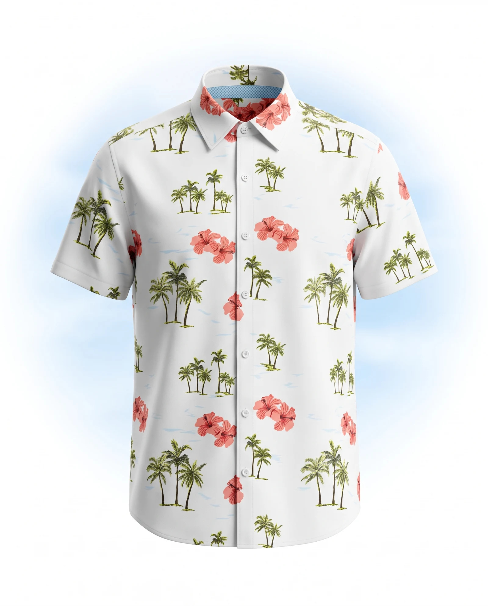 Ivory Palm & Hibiscus Resort Shirt — VAUDRE