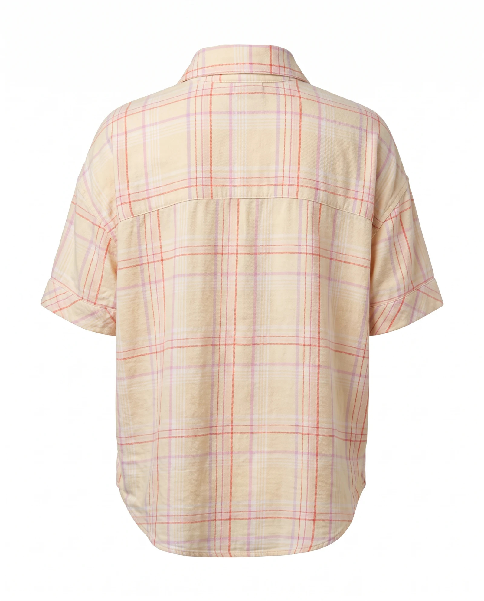 Blush Pastel Plaid Oversized Shirt — Cream Blush Pink Lilac (pastel plaid — the blouses — VAUDRE numbered luxury — view 3