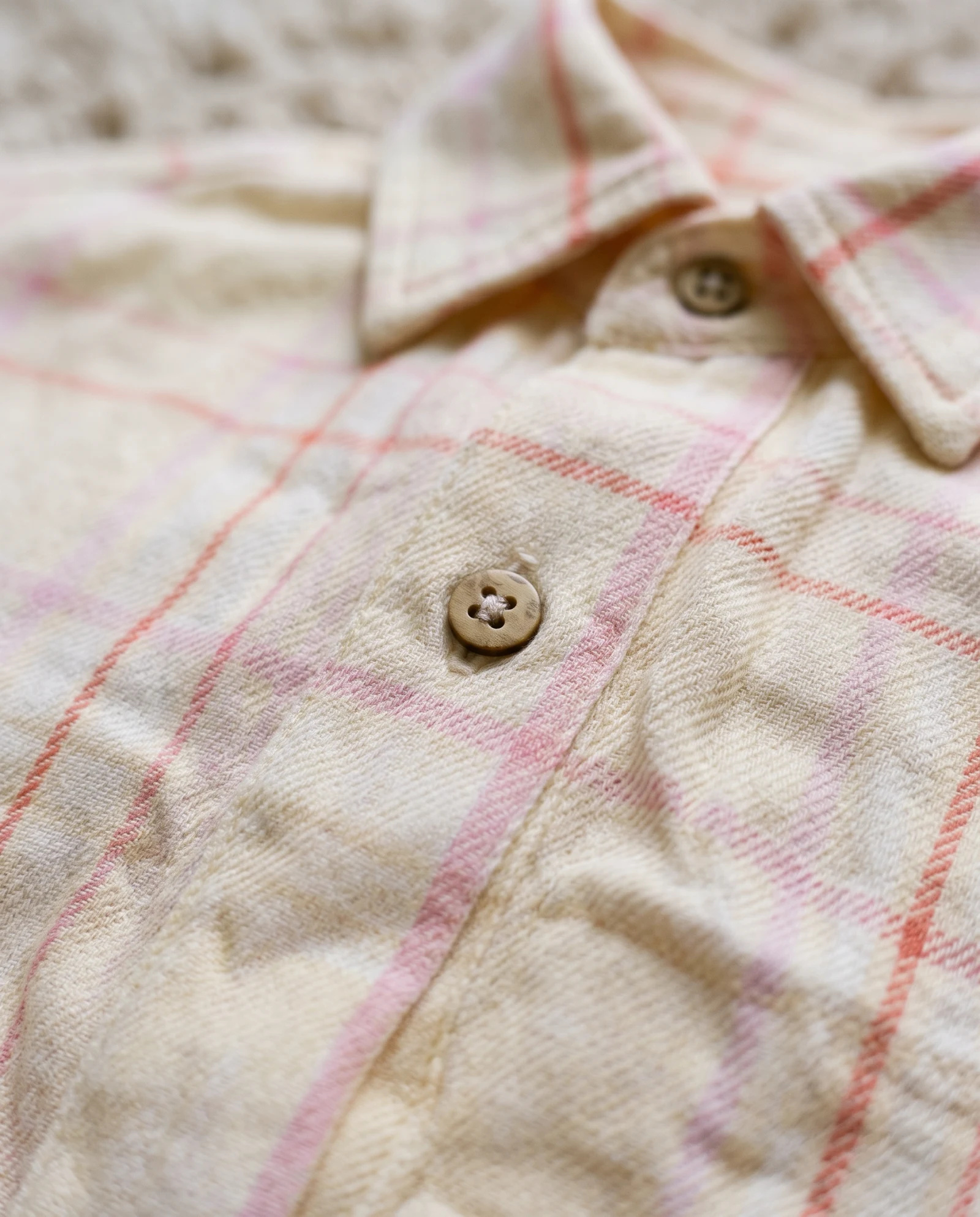 Blush Pastel Plaid Oversized Shirt — Cream Blush Pink Lilac (pastel plaid — the blouses — VAUDRE numbered luxury — view 4