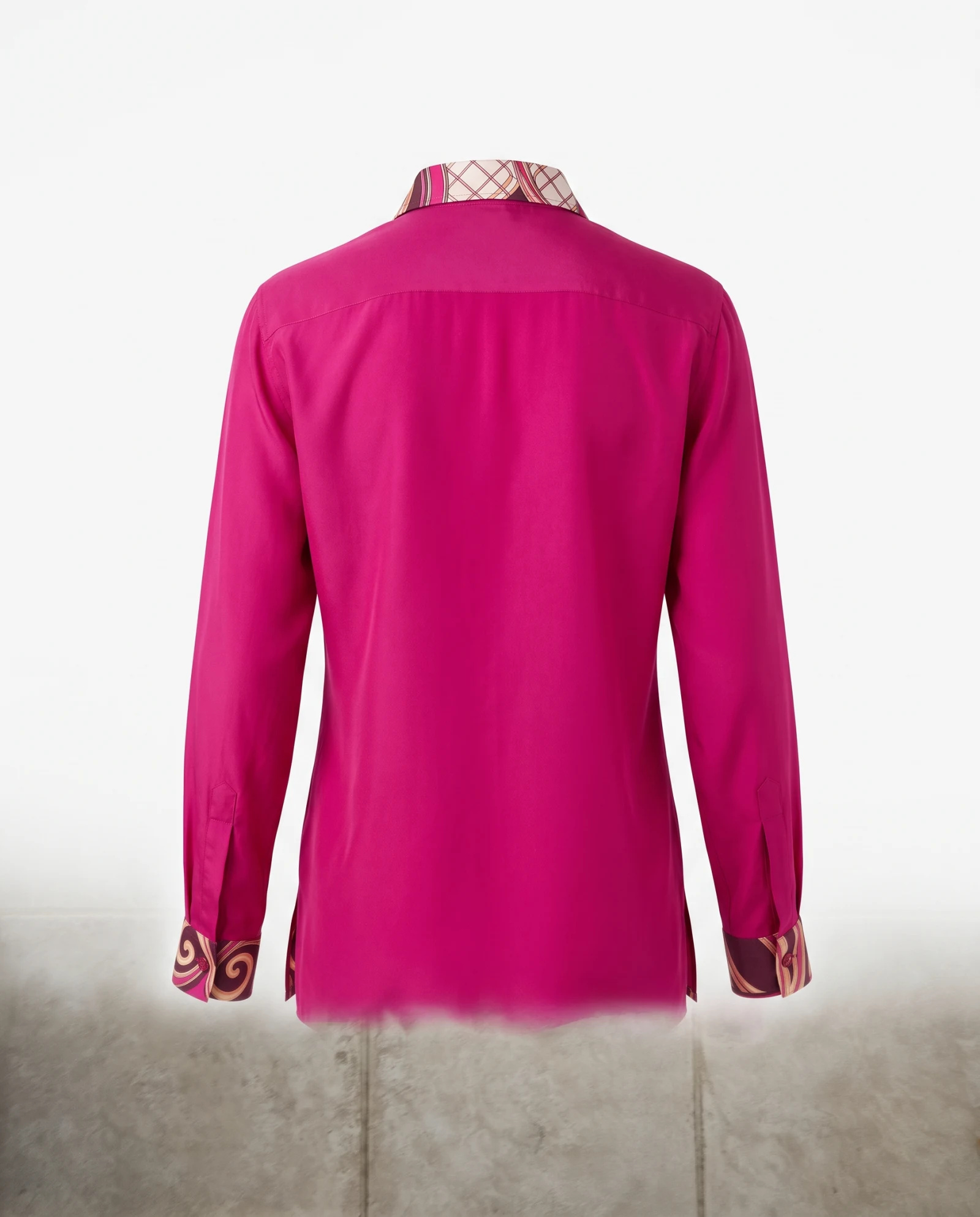 Magenta Baroque Panel Silk Shirt — Magenta Plum Gold Ivory — the blouses — VAUDRE numbered luxury — view 3