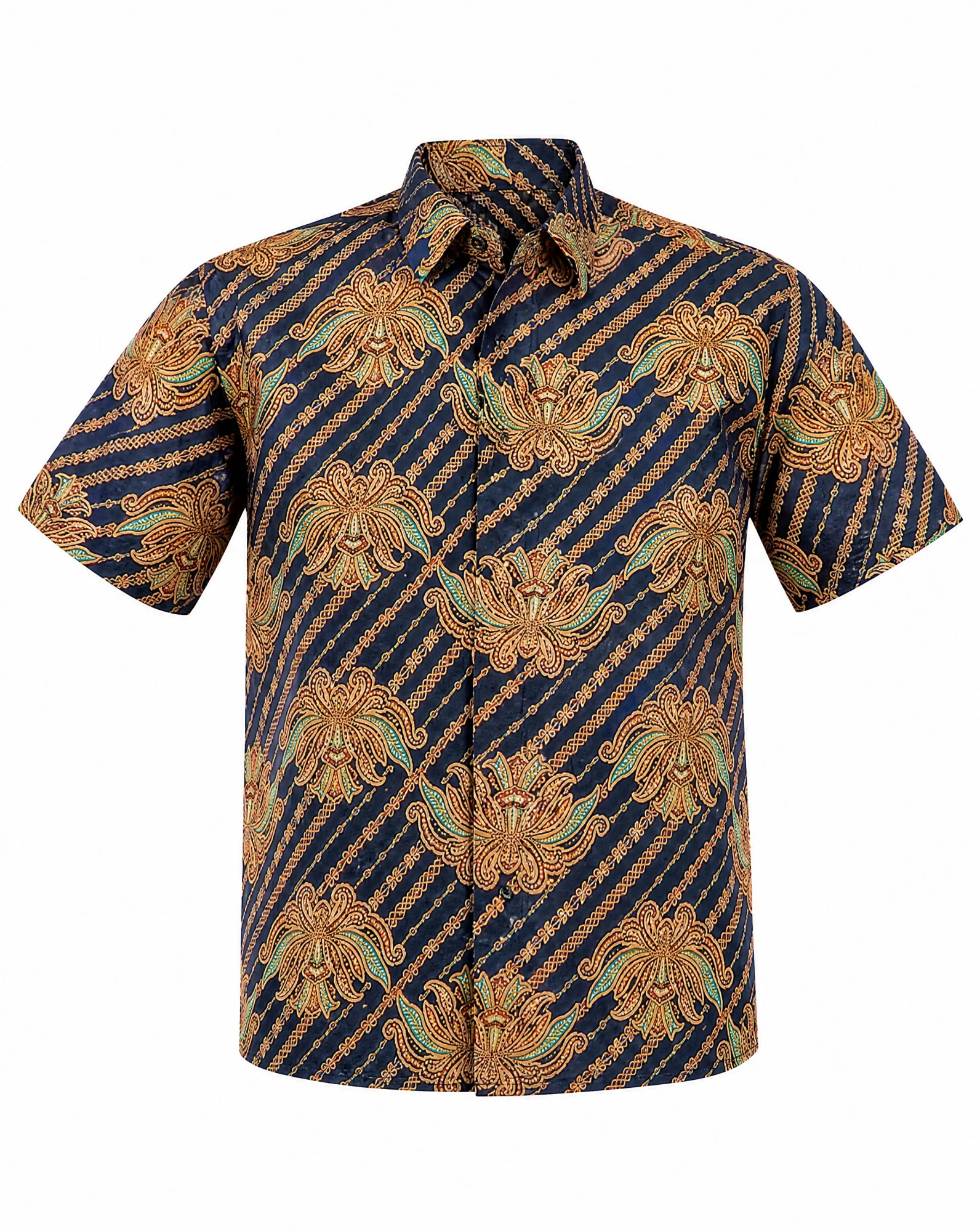 Midnight Batik Blossom Short-Sleeve Shirt — VAUDRE