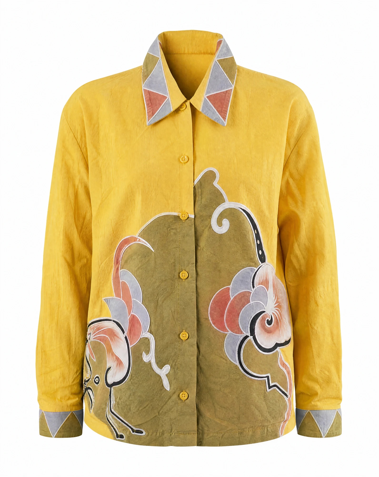 Marigold Hand-Painted Bloom Overshirt — VAUDRE
