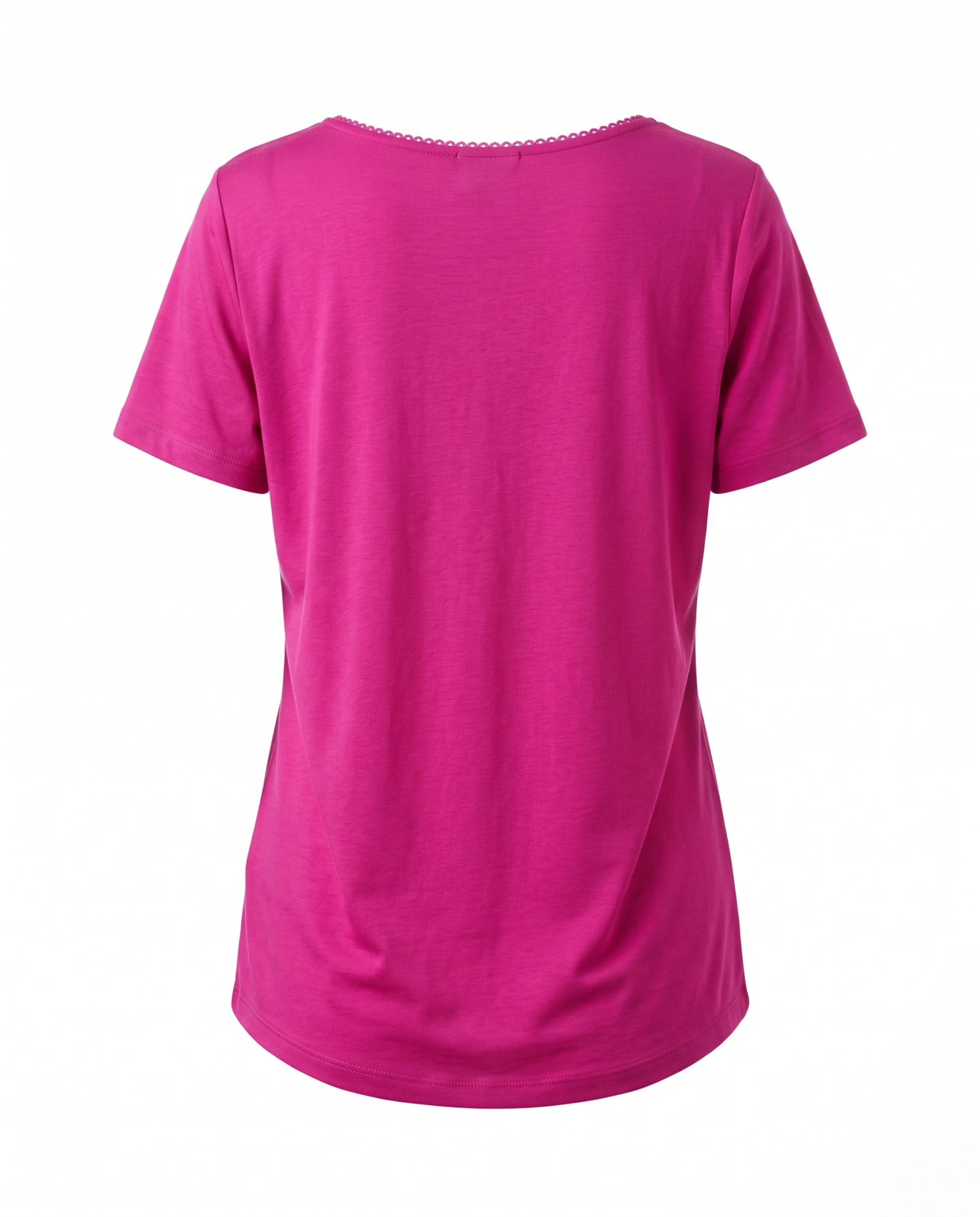 Fuchsia Pintuck Henley Tee — Fuchsia Pink Magenta Berry — the blouses — VAUDRE numbered luxury — view 3