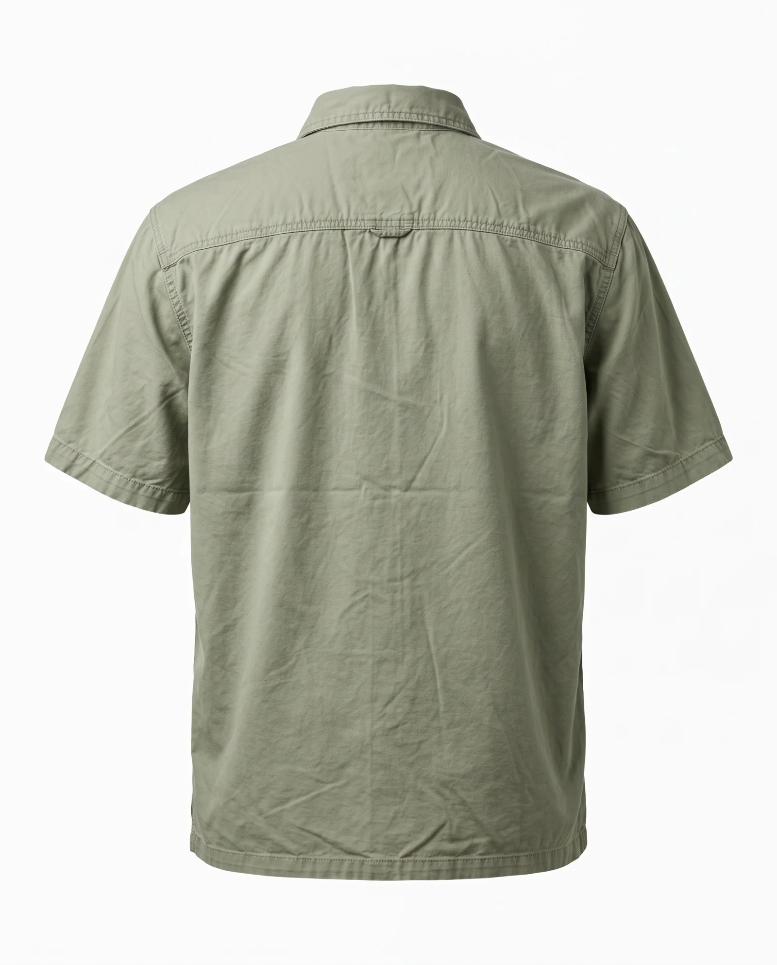 Sage Green Bass Embroidered Fishing Shirt — Sage Green Washed Olive — the shirt (casual/formal) — VAUDRE numbered luxury — view 3