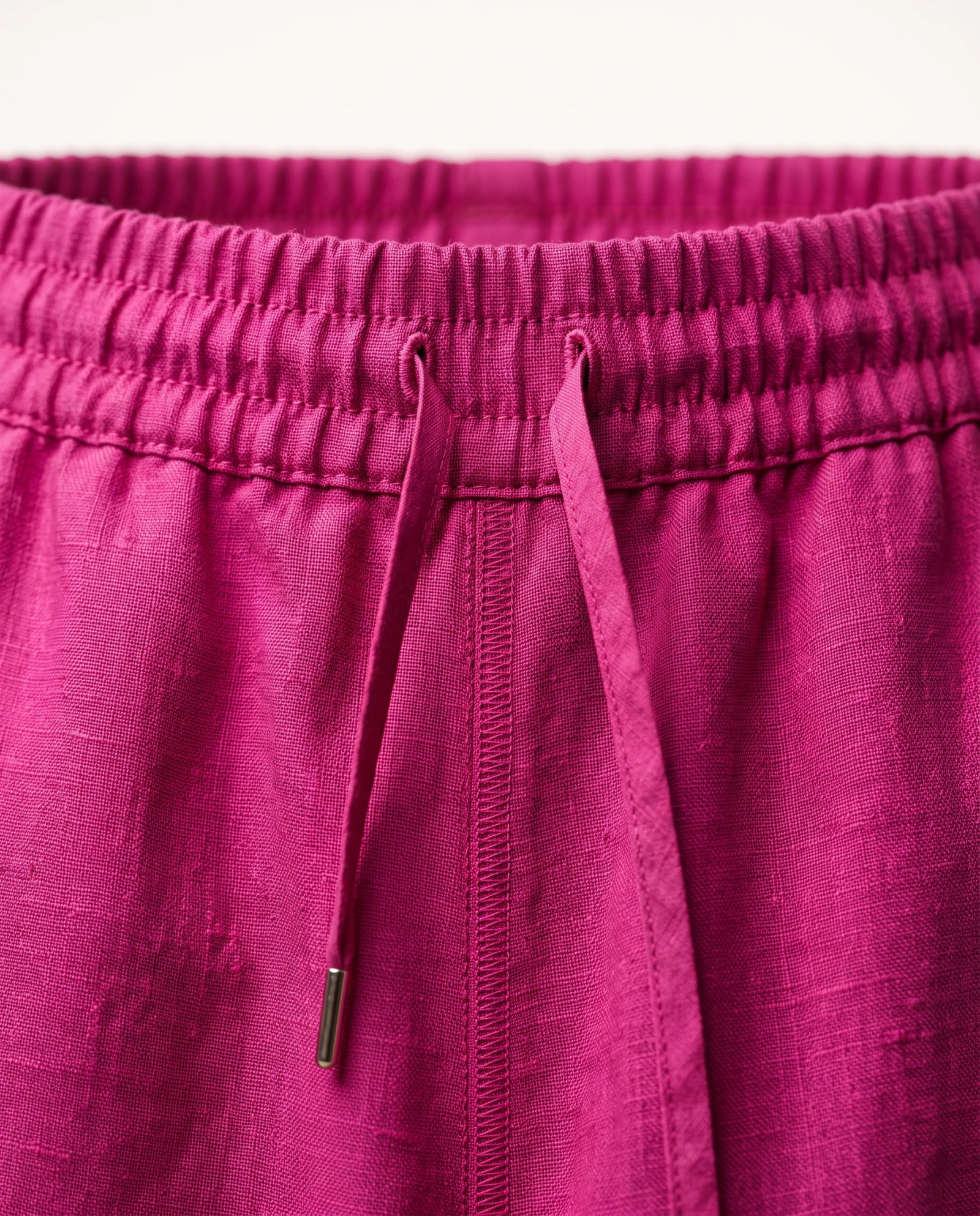 Fuchsia Pink Wide-Leg Cropped Linen Trousers — Fuchsia Pink Magenta — the linen edit — VAUDRE numbered luxury — view 5