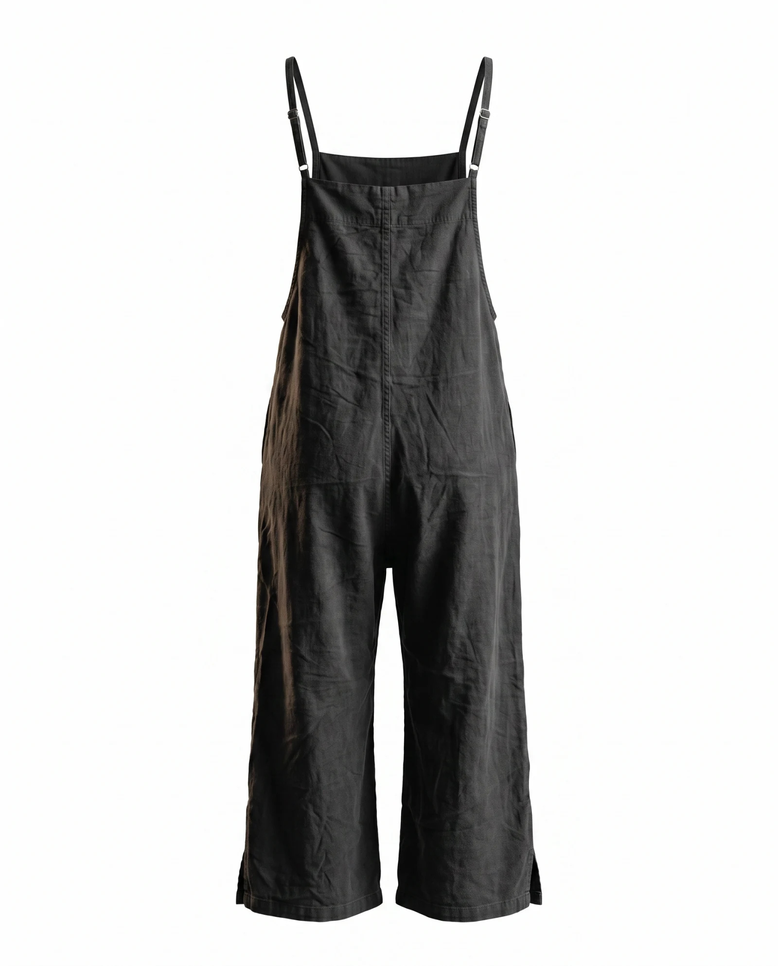 Charcoal Black Relaxed Linen Jumpsuit — Charcoal Black Washed Slate — the linen edit — VAUDRE numbered luxury — view 3