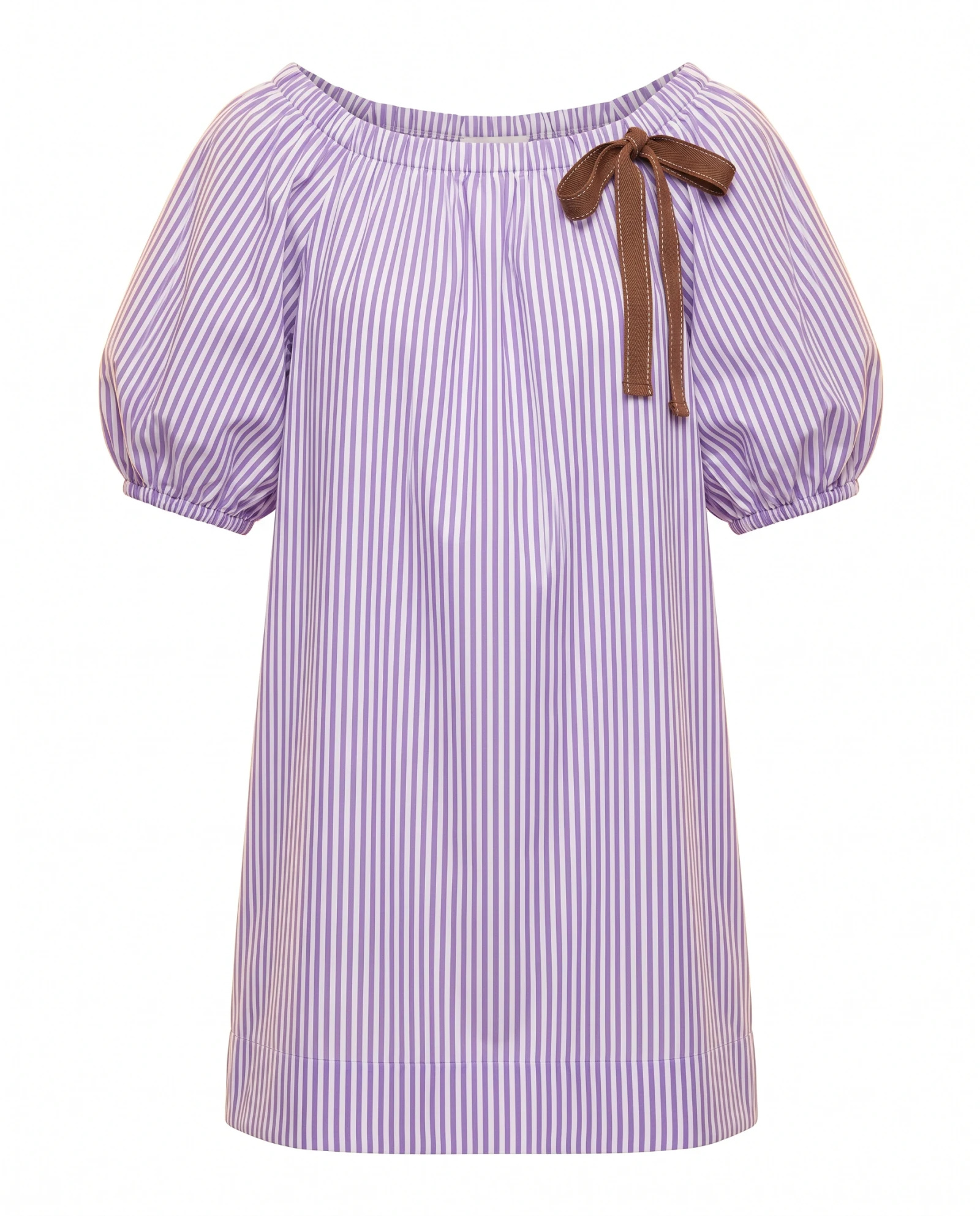 Lavender Stripe Off-Shoulder Puff-Sleeve Top — Lavender Purple & White Candy Stripe wit — the blouses — VAUDRE numbered luxury