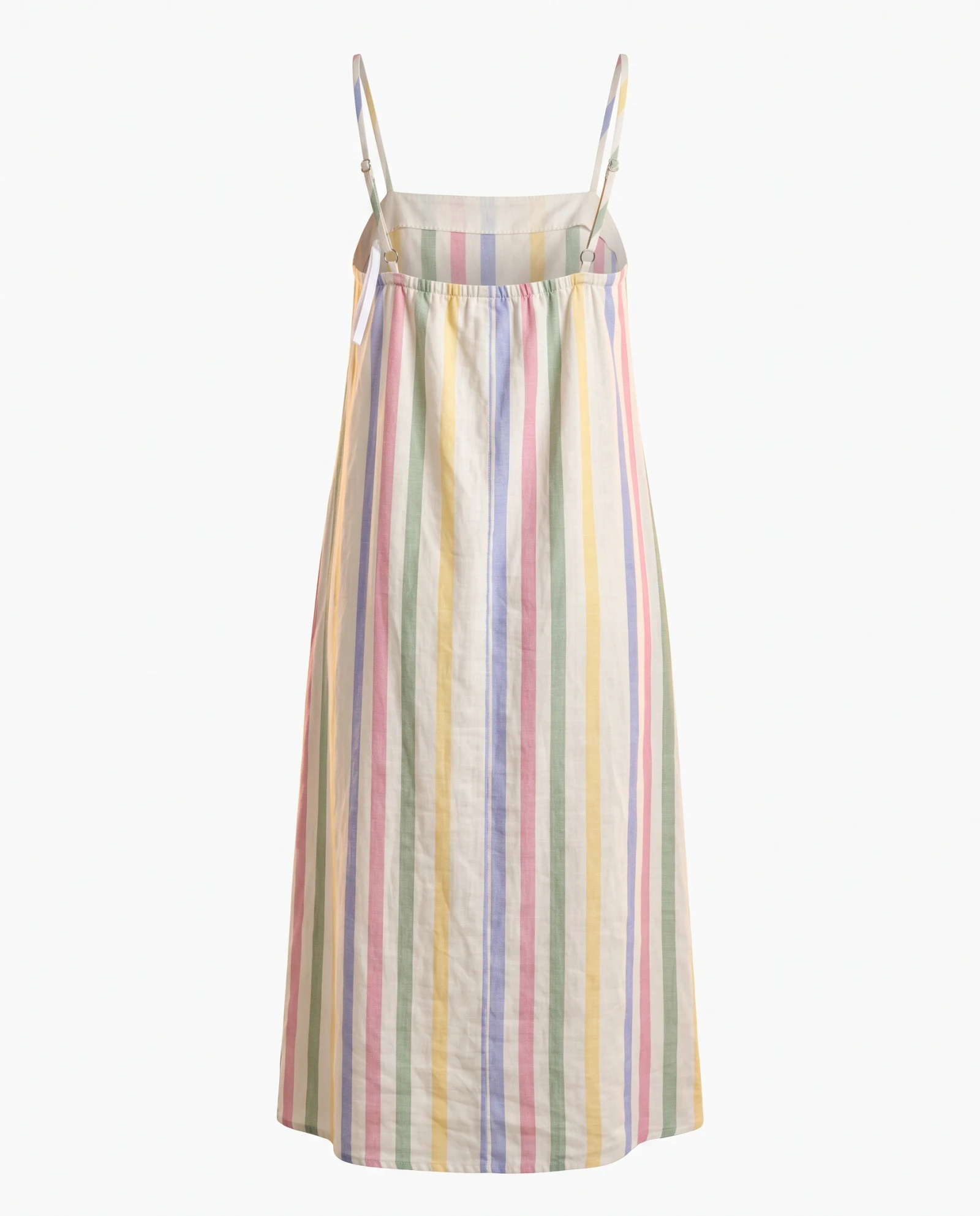 The Pastel Multi-Stripe Linen Slip Dress — Multi-color Pastel Stripes (Cream Dusty — resort wear — VAUDRE numbered luxury