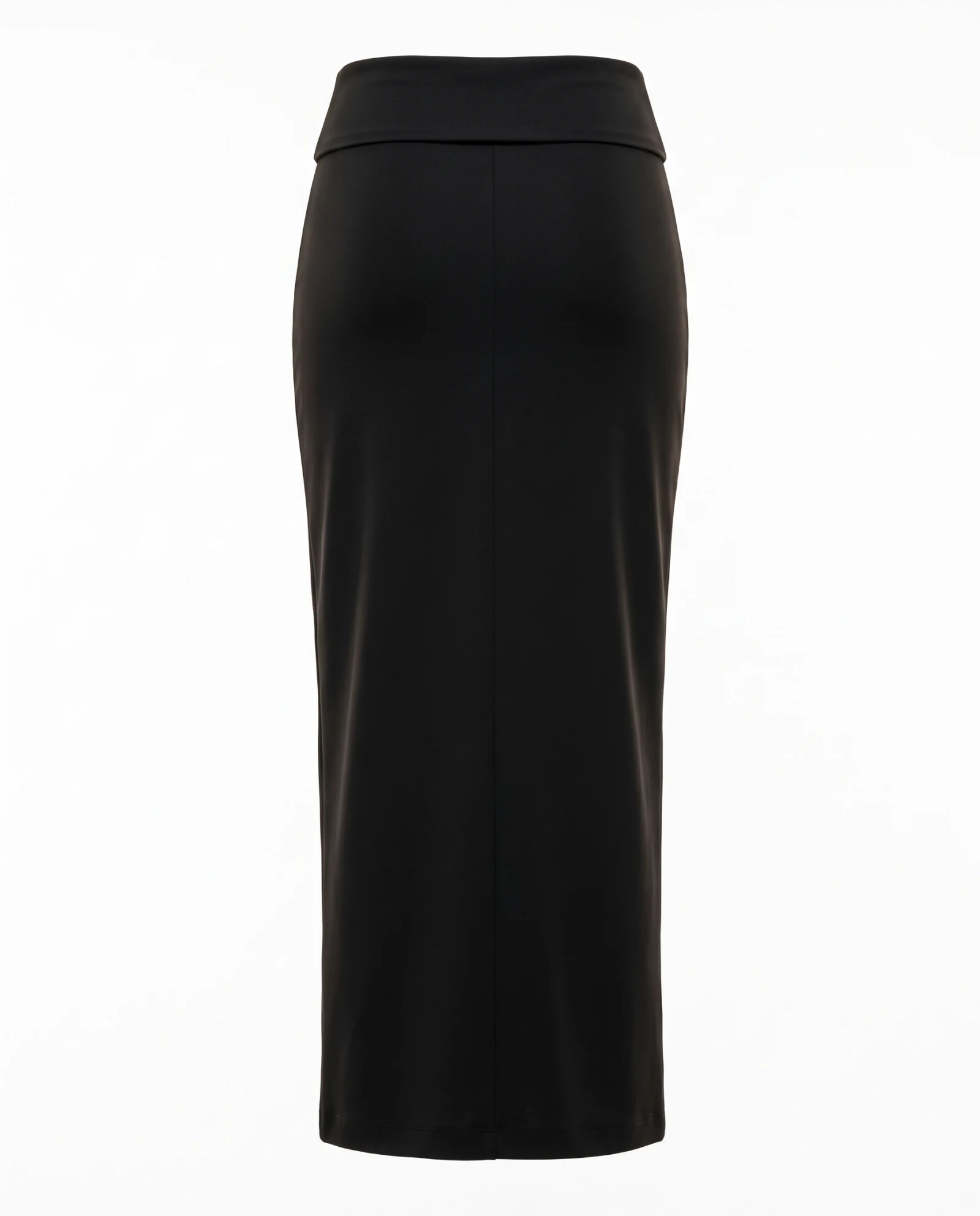 The Foldover Waist Knit Column Maxi Skirt — Jet Black — the skirts — VAUDRE numbered luxury