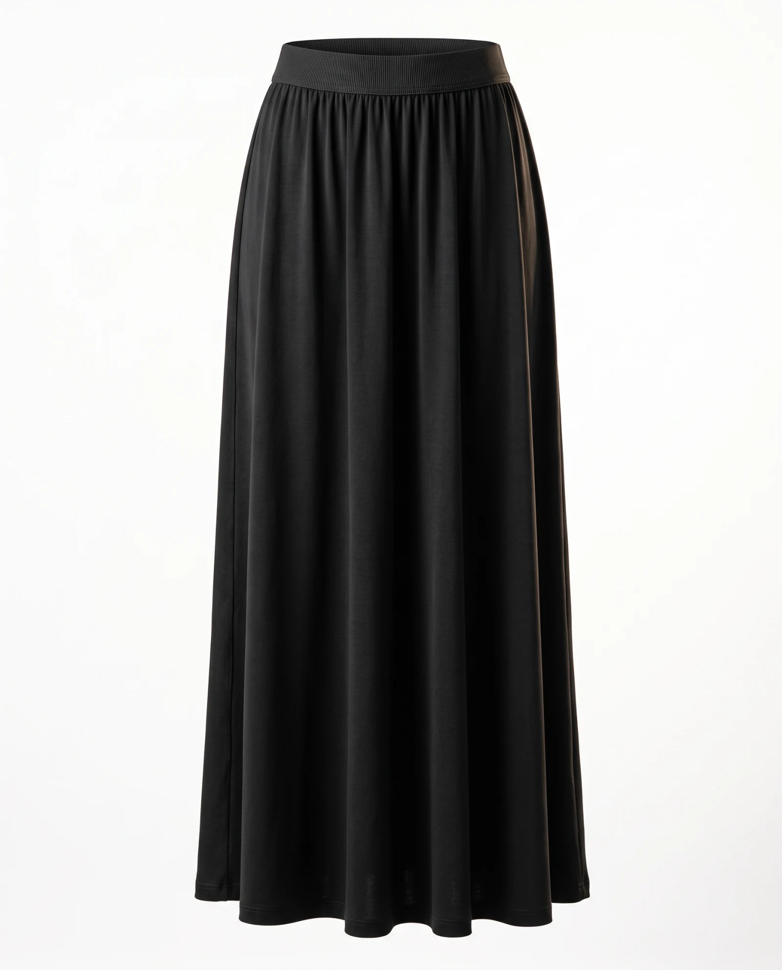 The Flared Rib-Waist Modal Maxi Skirt — Obsidian Black — the skirts — VAUDRE numbered luxury — view 3