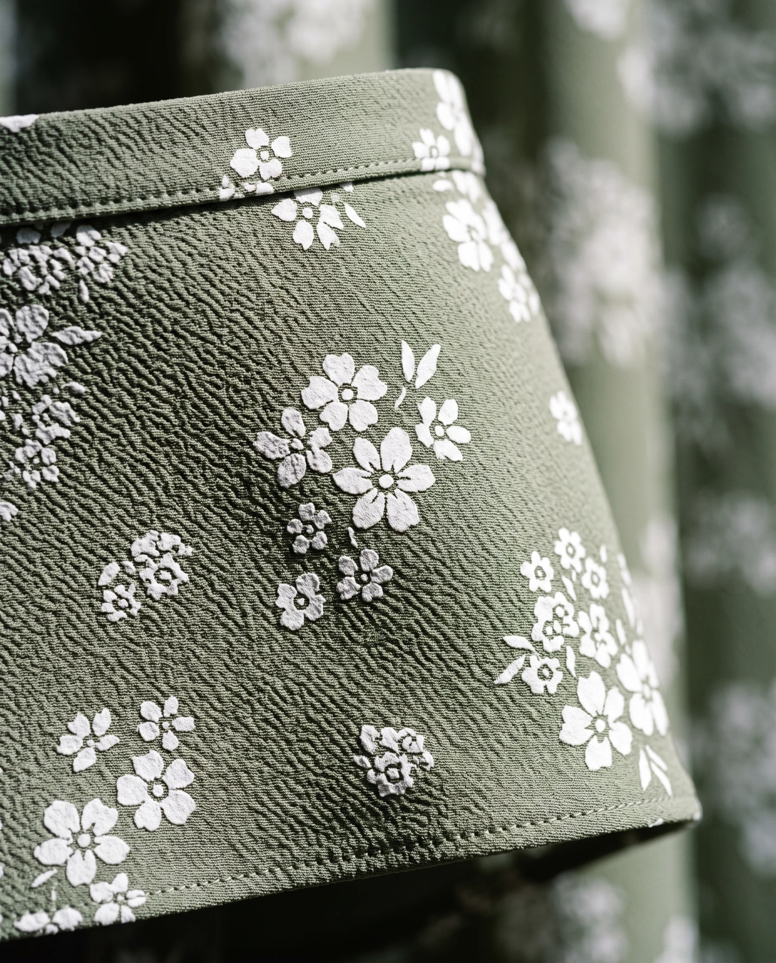 The Meadow Floral Crepe Slit Midi Skirt — Sage Green with Ivory Daisy Ditsy Print — the skirts — VAUDRE numbered luxury — view 5