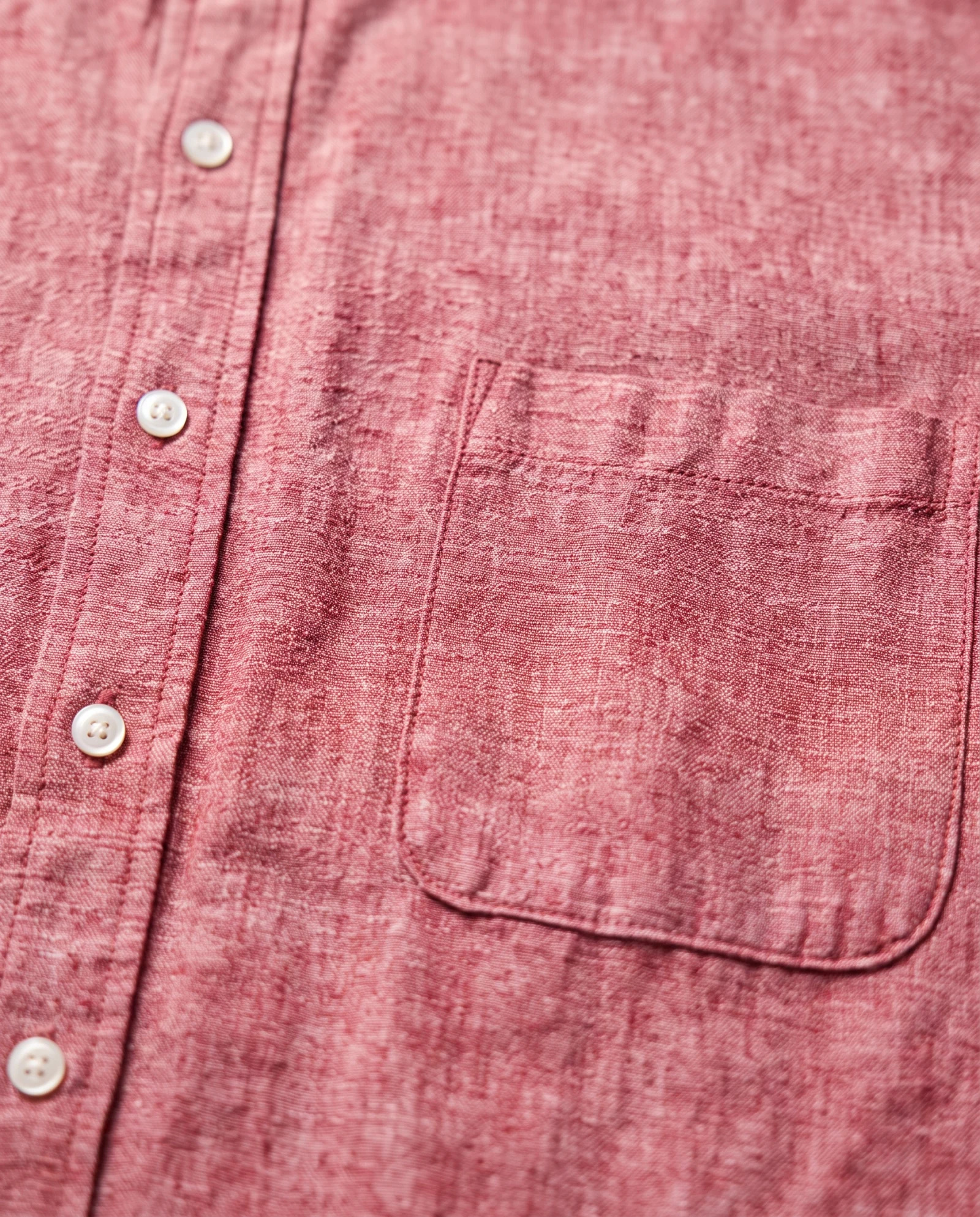 The Terracotta Melange Linen Long-Sleeve Shirt — Terracotta Coral Melange — the linen — VAUDRE numbered luxury — view 5