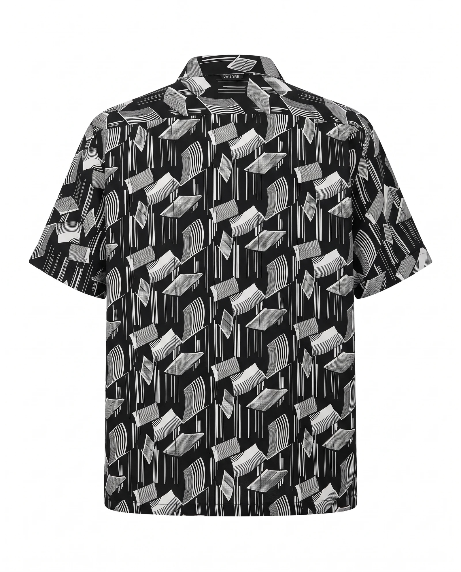 The Cubist Kinetic Silk-Blend Resort Shirt — Monochrome Black & Off-White — resort & beach wear — VAUDRE numbered luxury — view 3