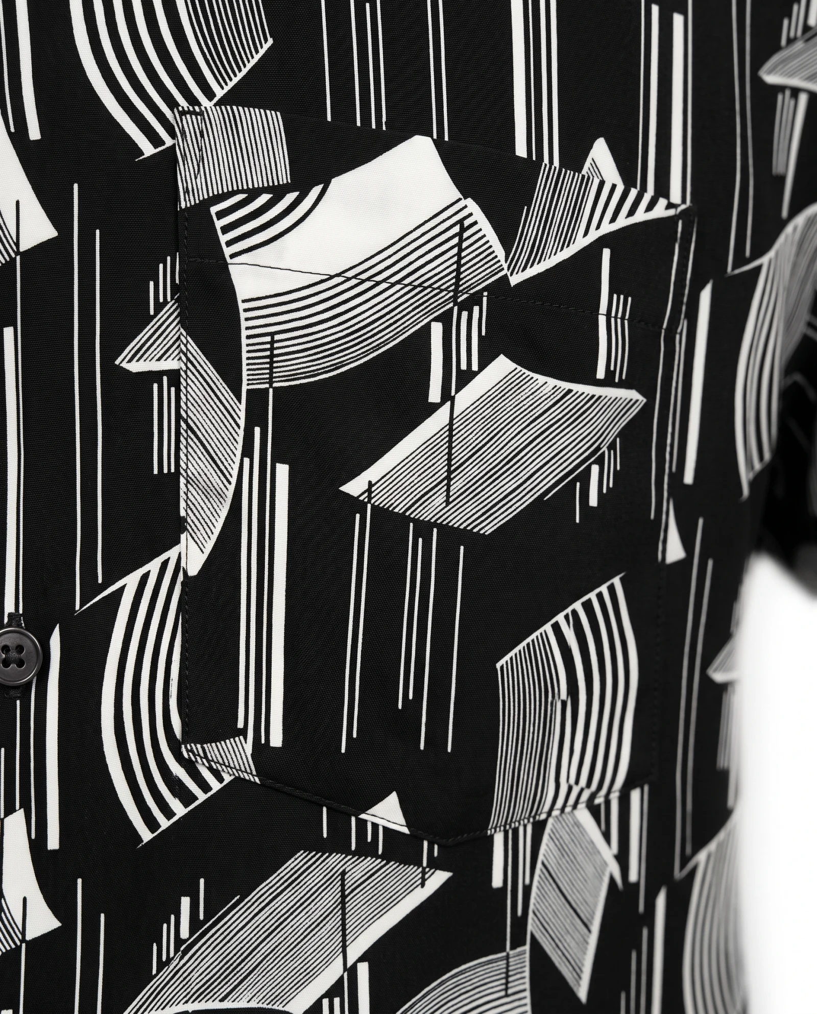 The Cubist Kinetic Silk-Blend Resort Shirt — Monochrome Black & Off-White — resort & beach wear — VAUDRE numbered luxury — view 5