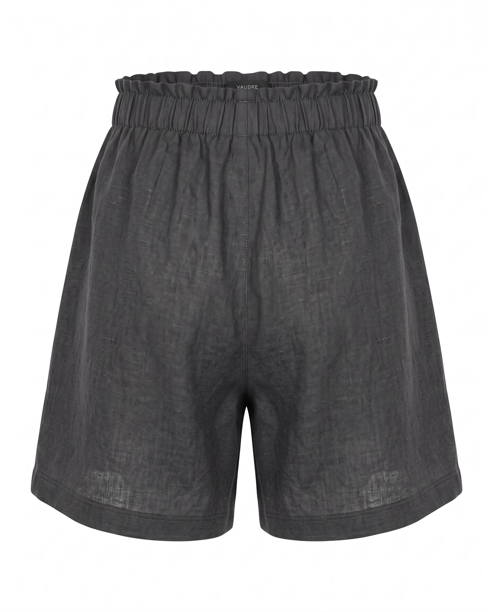The Obsidian Slub Linen Drawstring Shorts — Obsidian Charcoal Slate — the linen edit — VAUDRE numbered luxury — view 3