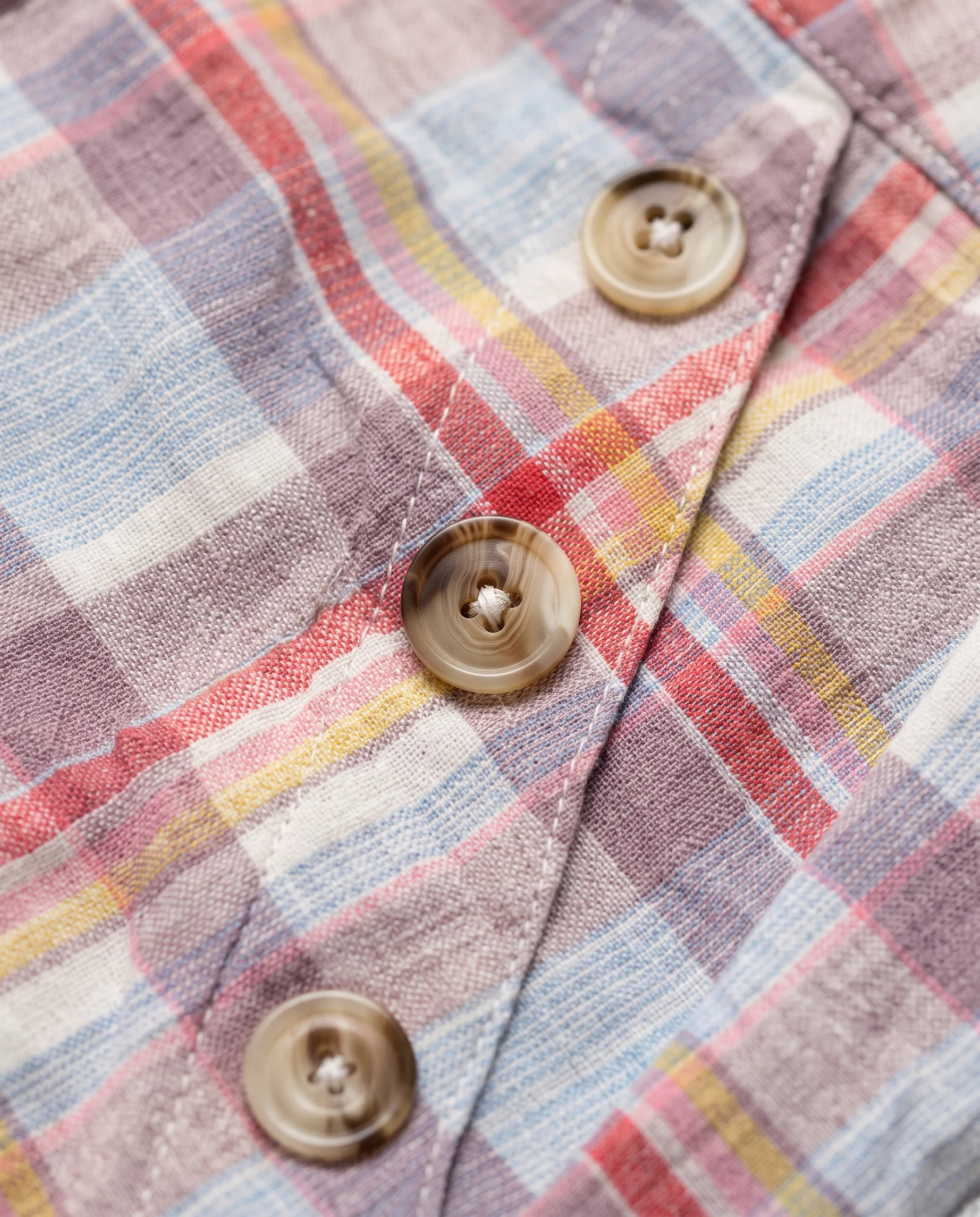 The Lilac Blossom Madras Check Asymmetric Mini Skirt — Pastel Lilac Coral Pink Sky Blue & Cre — the linen edit — VAUDRE numbered luxury — view 5