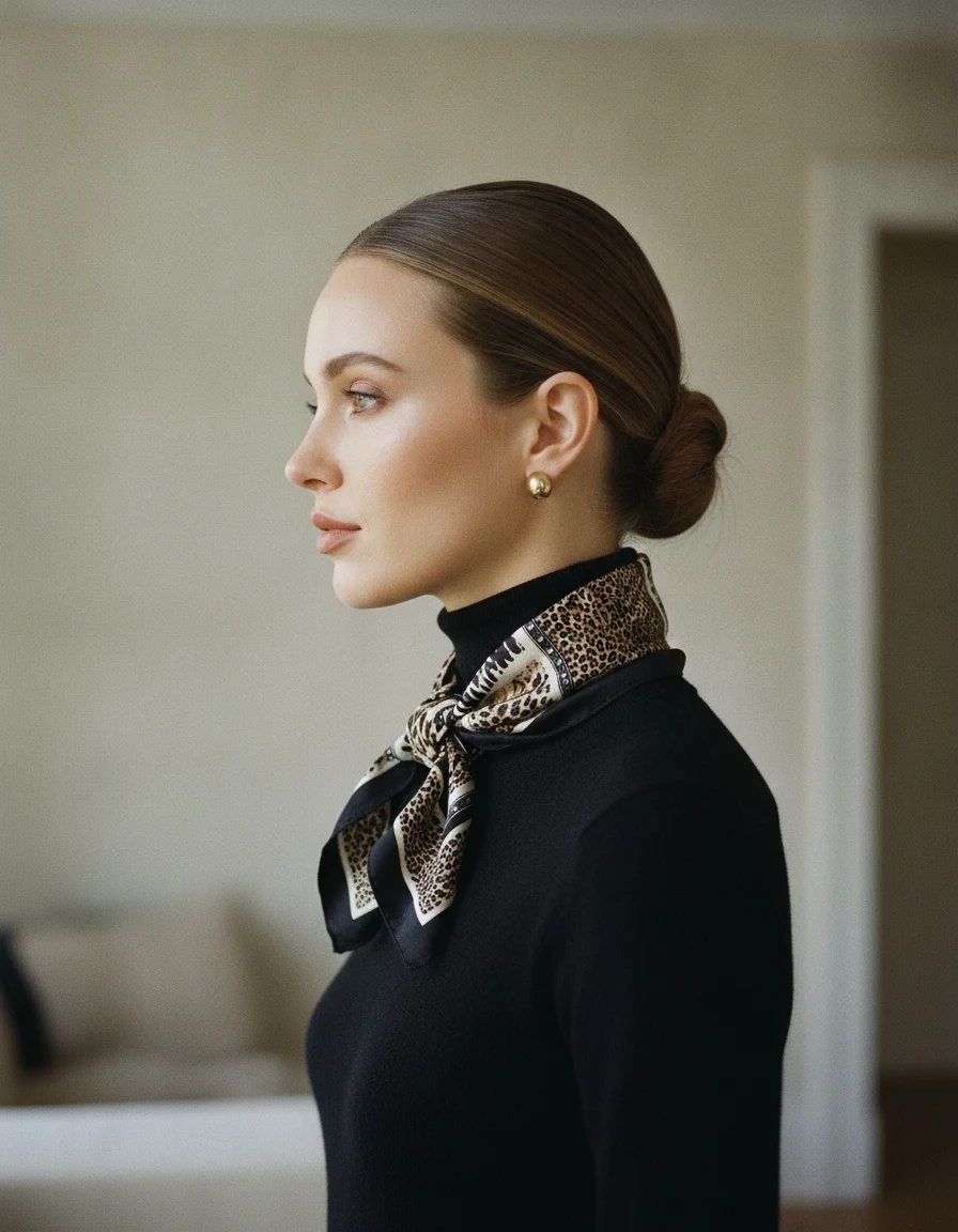 The Savanna Patchwork Animalier Silk Scarf — Leopard Tan Cream & Black Animalier Pat — accessories — VAUDRE numbered luxury — view 3