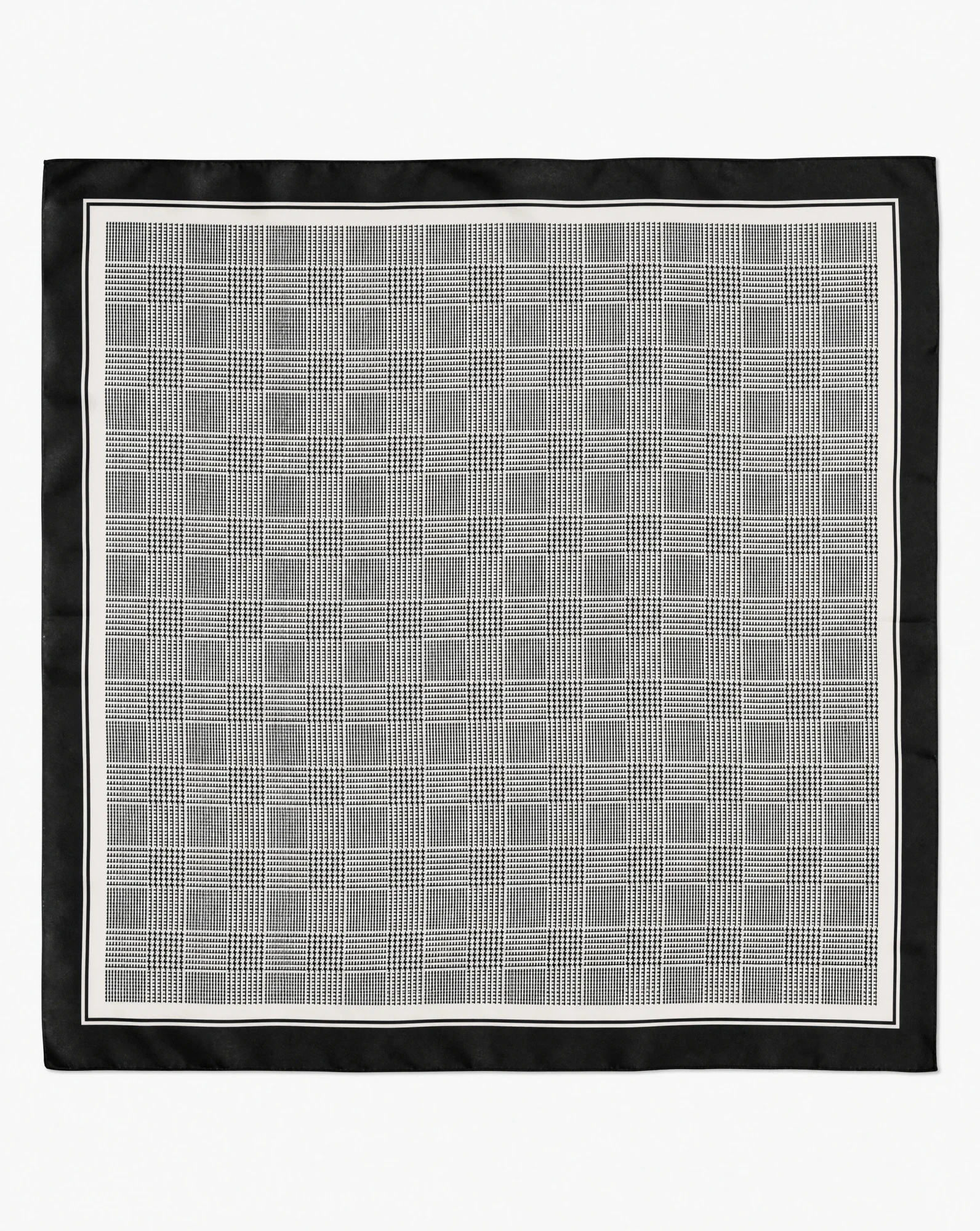The Windsor Glen Check Monochrome Silk Scarf — Black Charcoal & Ivory Prince of Wales — accessories — VAUDRE numbered luxury