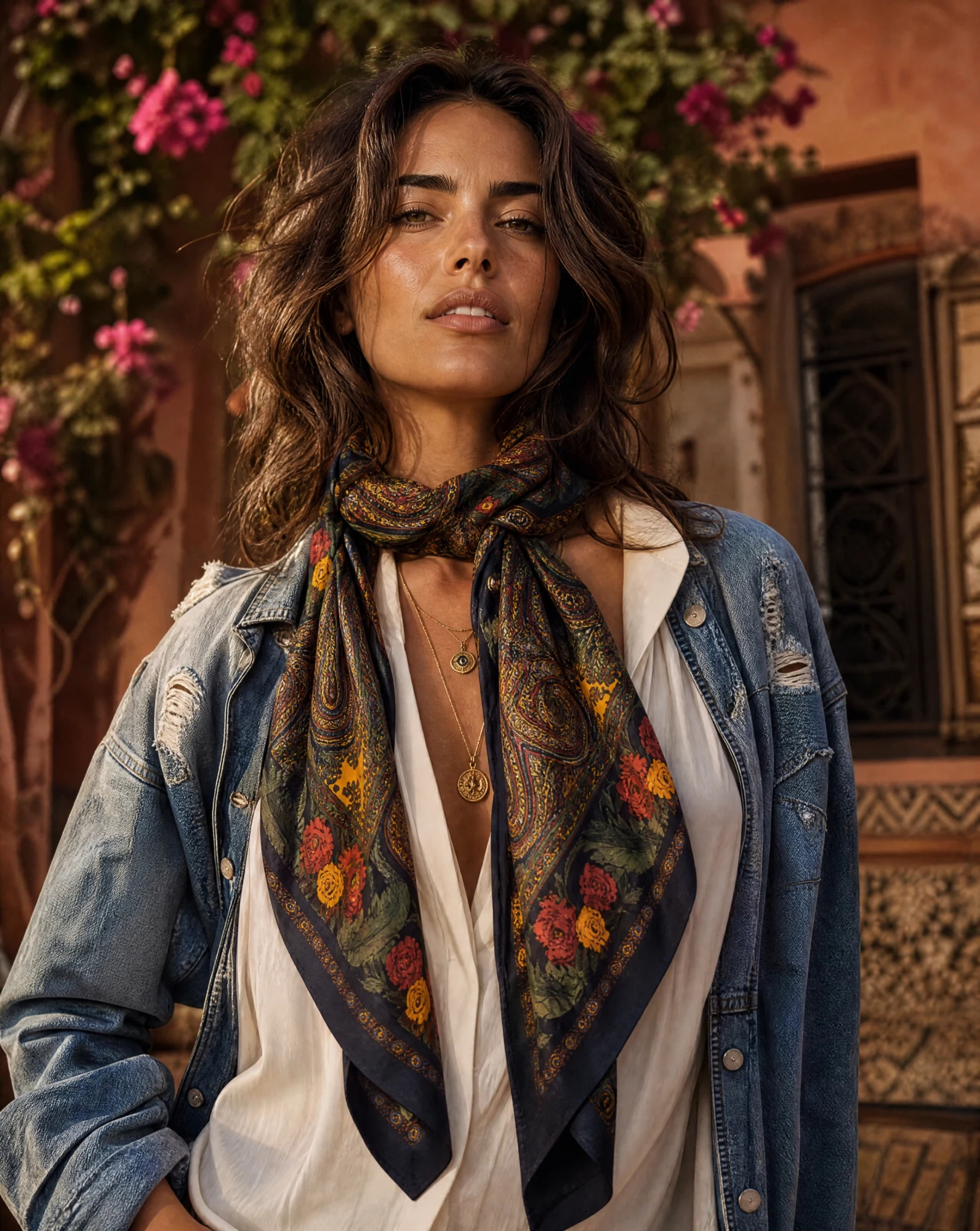 The Rosaline Paisley Heritage Silk Scarf — Midnight Navy Blush Rose & Antique Gold — accessories — VAUDRE numbered luxury — view 3