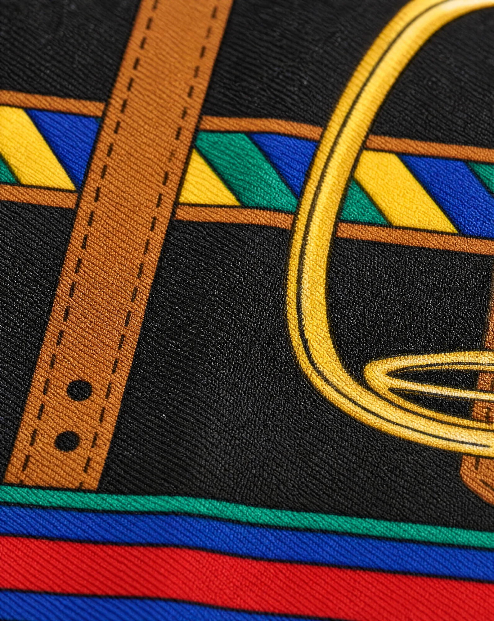 The Equestrian Stirrup Heritage Silk Scarf — Crimson Red Navy & Gold Equestrian Prin — accessories — VAUDRE numbered luxury — view 5