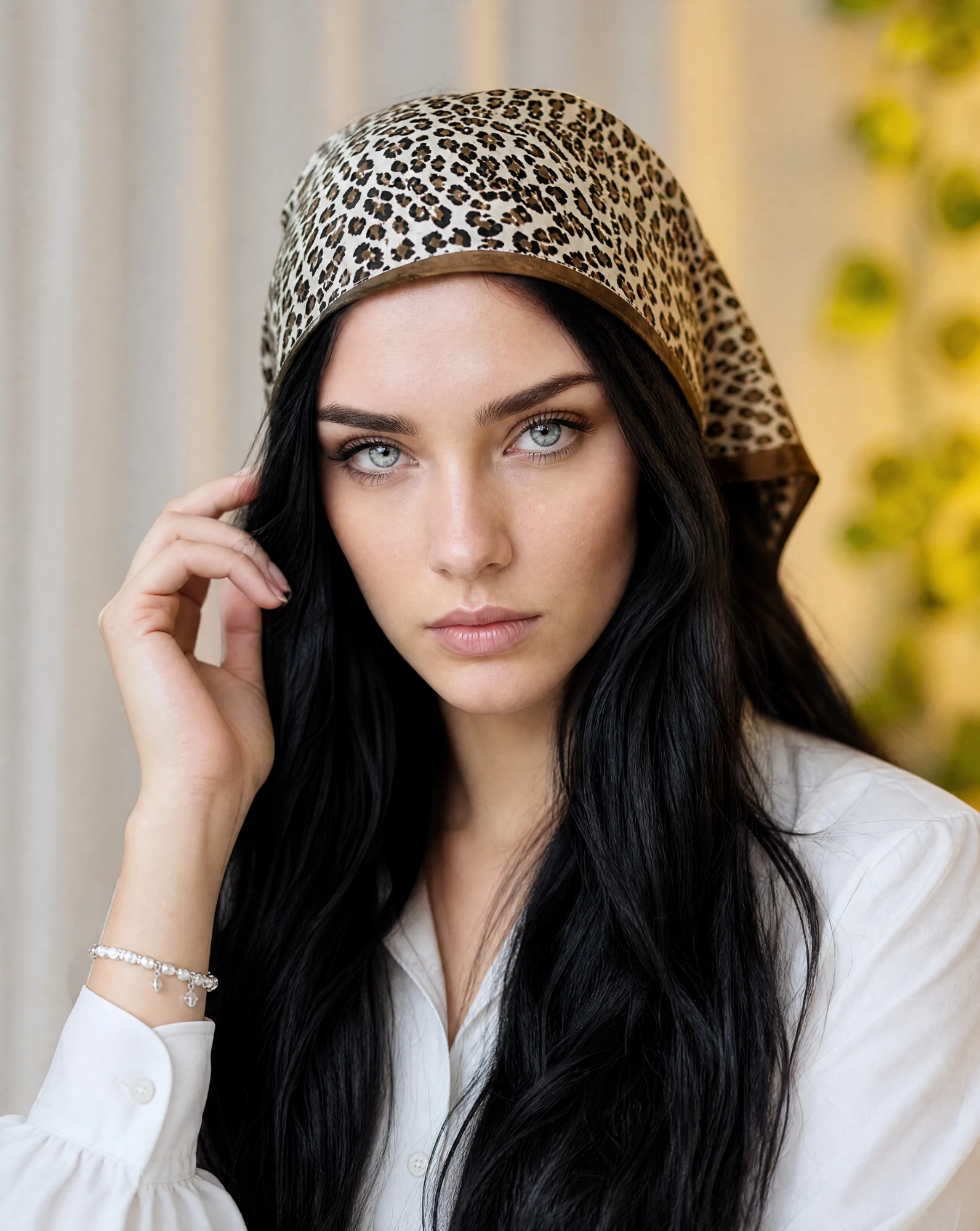 The Savannah Leopard Silk Scarf — Golden Tan Chocolate & Cream Leopard — accessories — VAUDRE numbered luxury — view 2