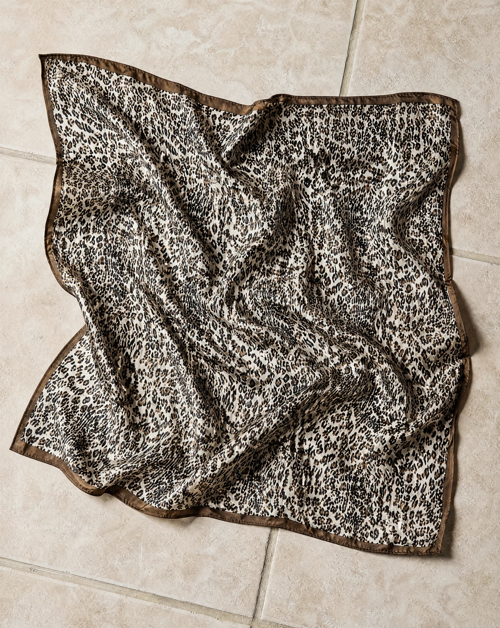 The Savannah Leopard Silk Scarf — Golden Tan Chocolate & Cream Leopard — accessories — VAUDRE numbered luxury — view 4