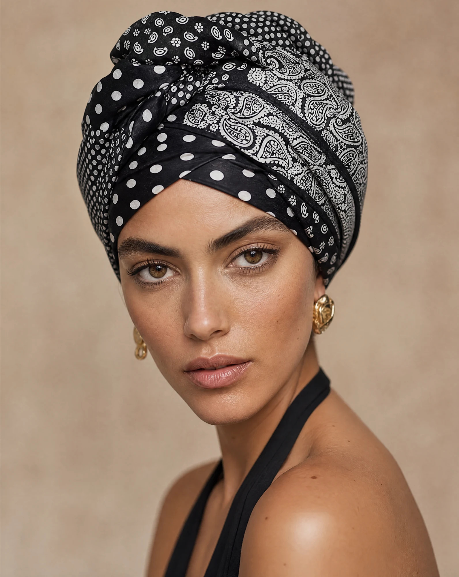 The Monochrome Bandana Patchwork Silk Scarf — Black & White Paisley Patchwork — accessories — VAUDRE numbered luxury — view 2