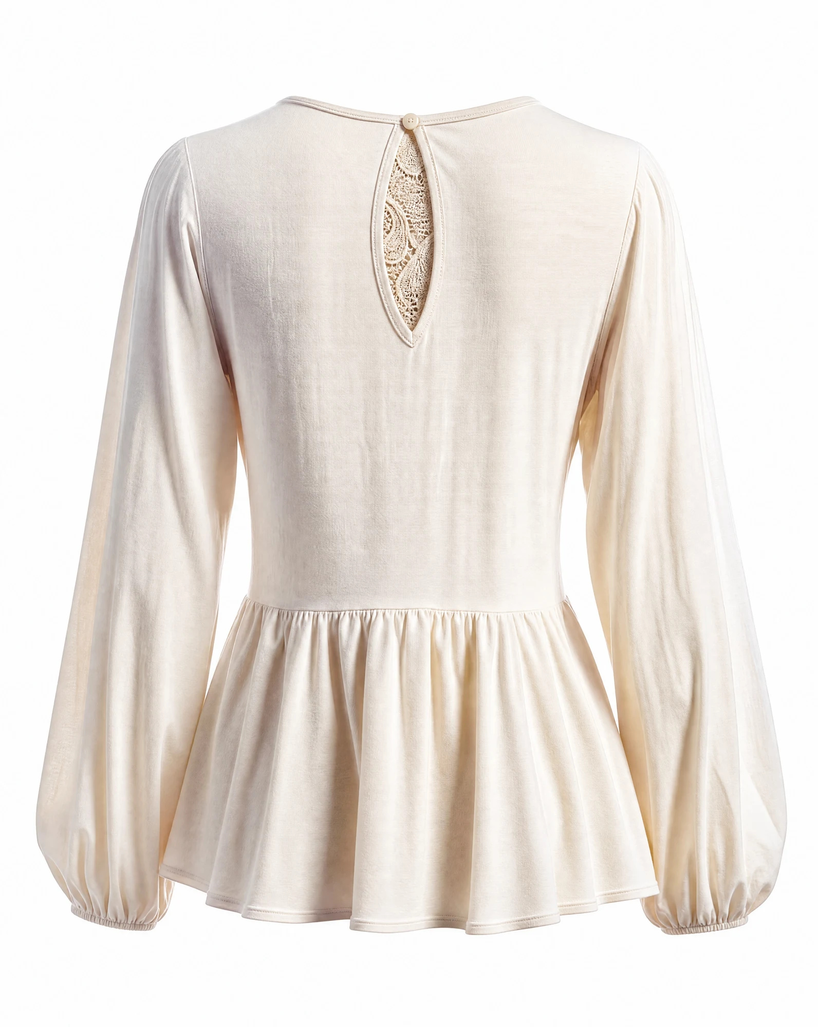 The Ivory Heirloom Lace Peplum Top — Soft Ivory Cream — the blouses — VAUDRE numbered luxury