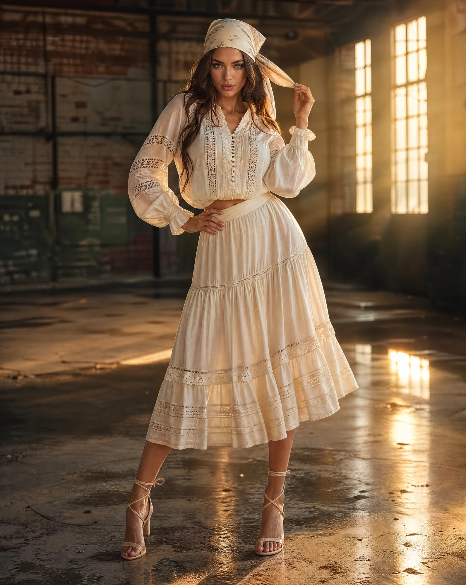 The Ivory Heirloom Lace Peplum Top — Soft Ivory Cream — the blouses — VAUDRE numbered luxury — view 2