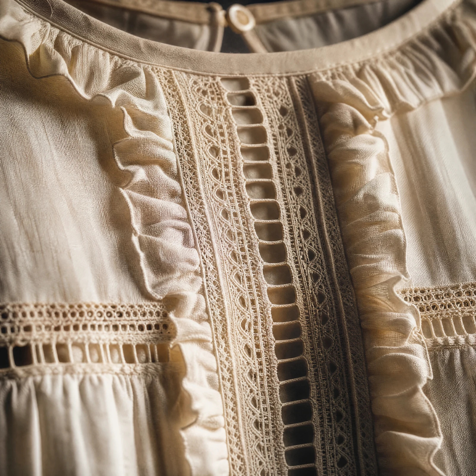The Ivory Heirloom Lace Peplum Top — Soft Ivory Cream — the blouses — VAUDRE numbered luxury — view 5