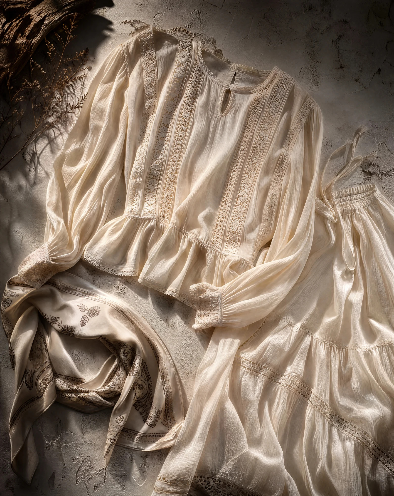 The Ivory Heirloom Lace Peplum Top — Soft Ivory Cream — the blouses — VAUDRE numbered luxury — view 4