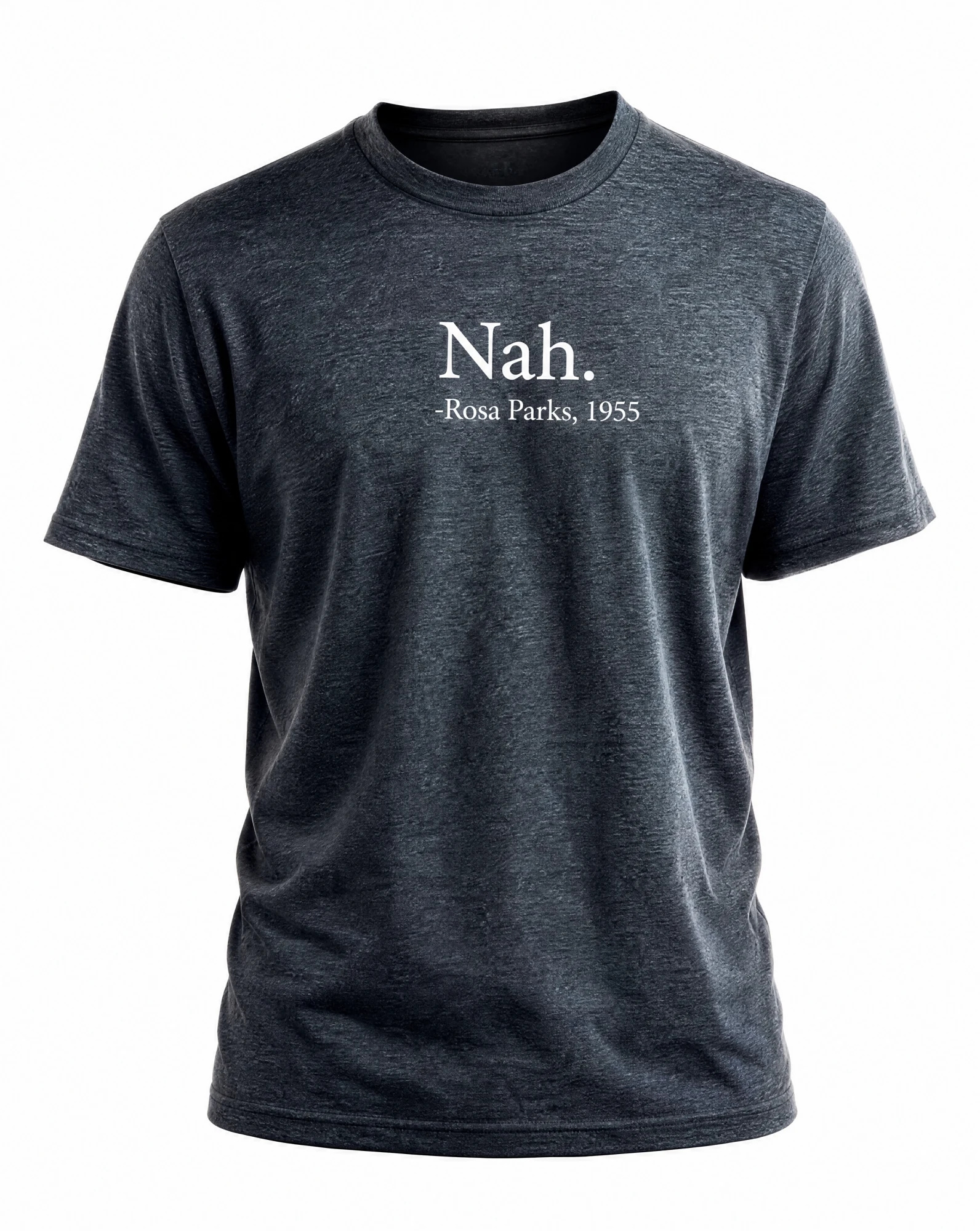 The Nah Statement Heather Graphic Tee — Heather Charcoal with Ivory Print — casual wear — VAUDRE numbered luxury