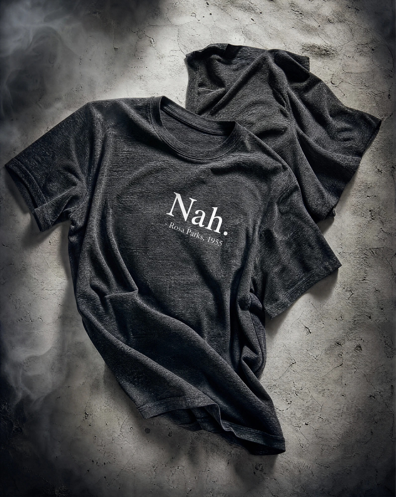 The Nah Statement Heather Graphic Tee — Heather Charcoal with Ivory Print — casual wear — VAUDRE numbered luxury — view 4