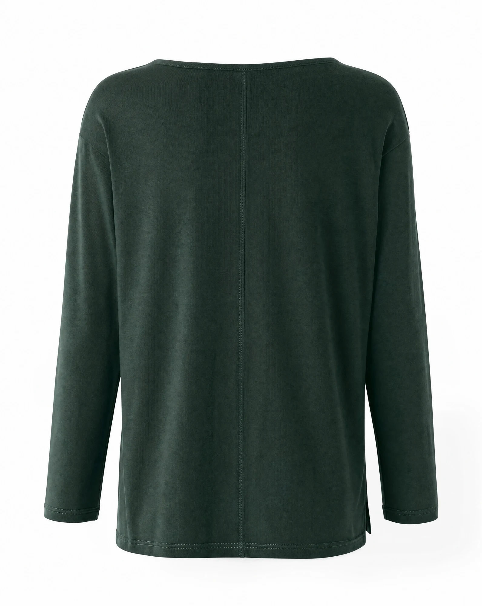The Forest Essential V-Neck Long-Sleeve Tee — Deep Forest Green — the blouses — VAUDRE numbered luxury — view 3