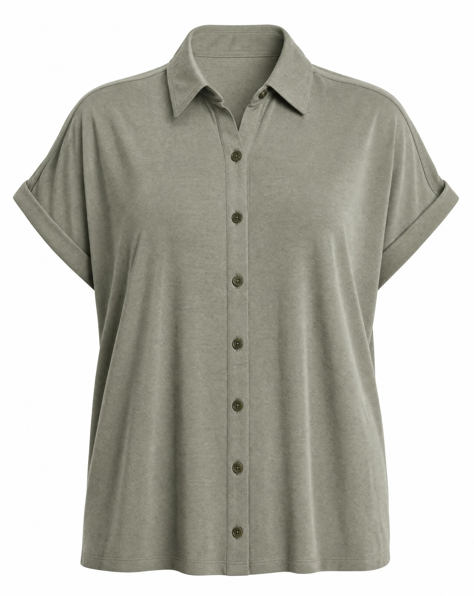 The Sage Garden Short-Sleeve Button Shirt — Soft Sage Green — the blouses — VAUDRE numbered luxury