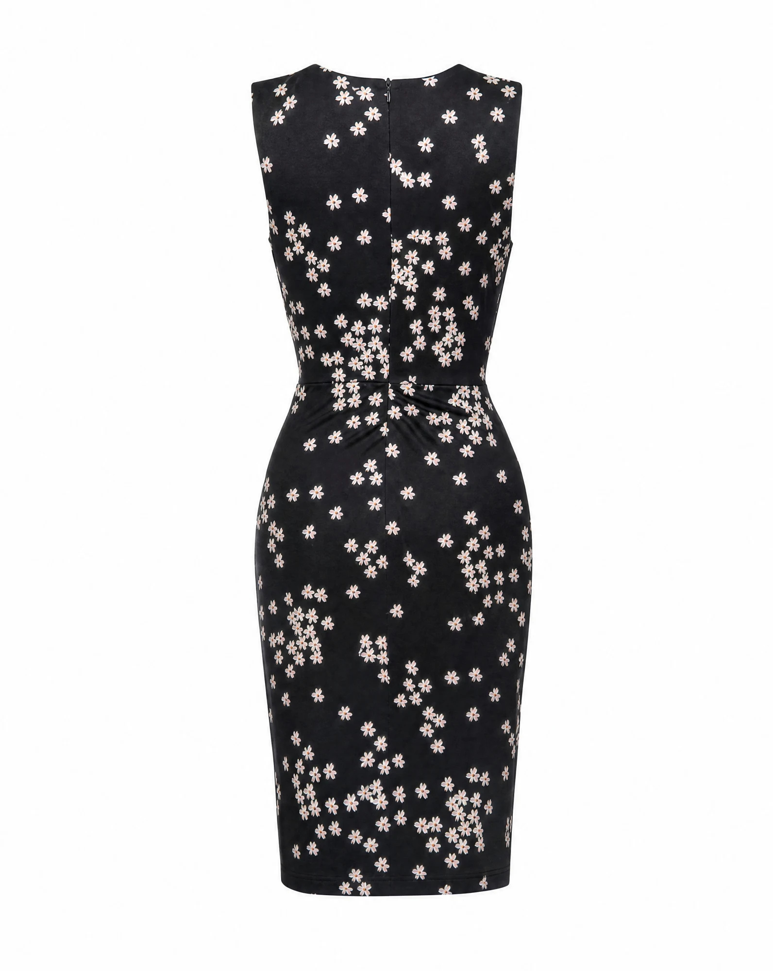 The Midnight Daisy Bodycon Mini Dress — Jet Black with Ivory Daisy Floral — party wear — VAUDRE numbered luxury — view 3