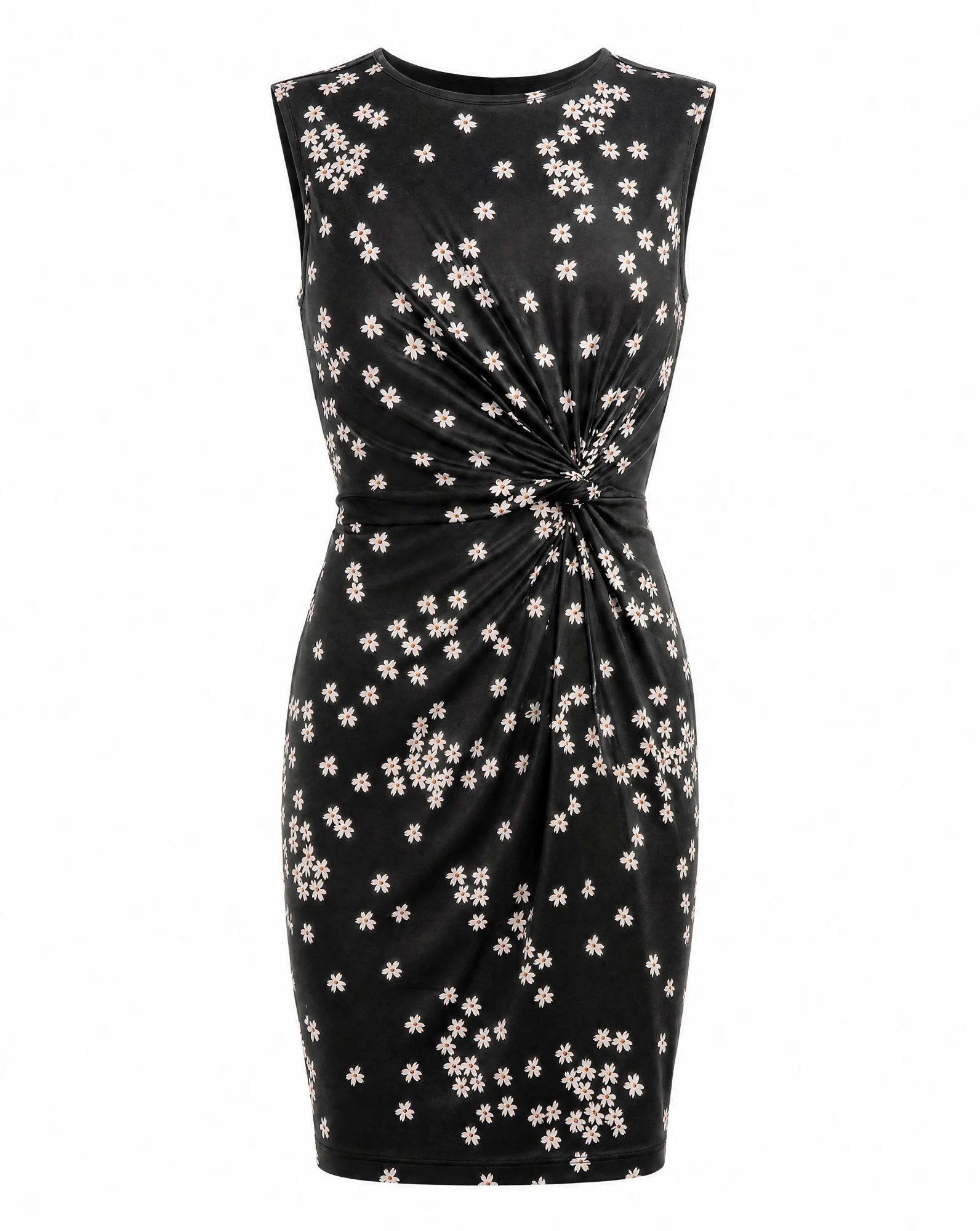 The Midnight Daisy Bodycon Mini Dress — Jet Black with Ivory Daisy Floral — party wear — VAUDRE numbered luxury