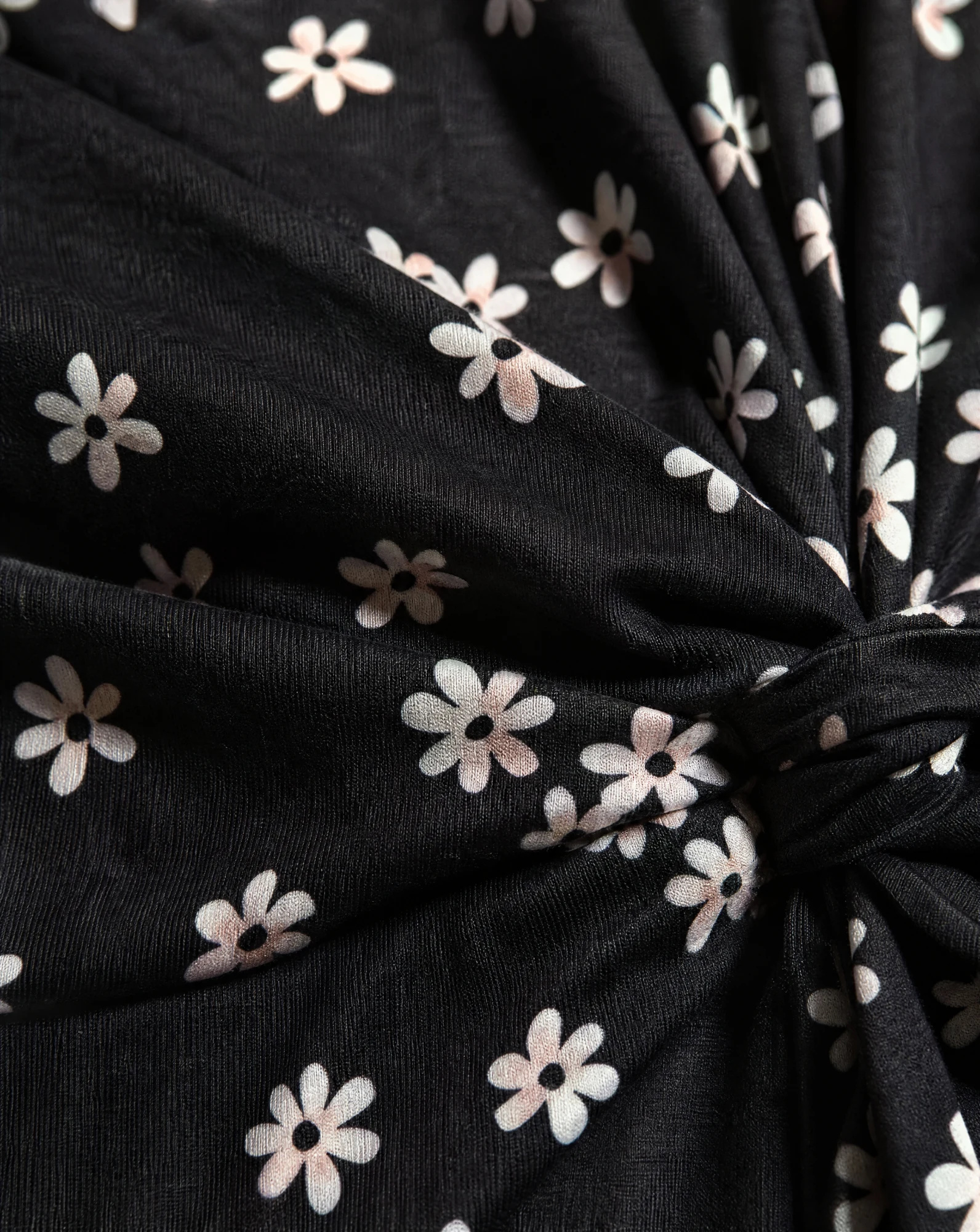 The Midnight Daisy Bodycon Mini Dress — Jet Black with Ivory Daisy Floral — party wear — VAUDRE numbered luxury — view 5